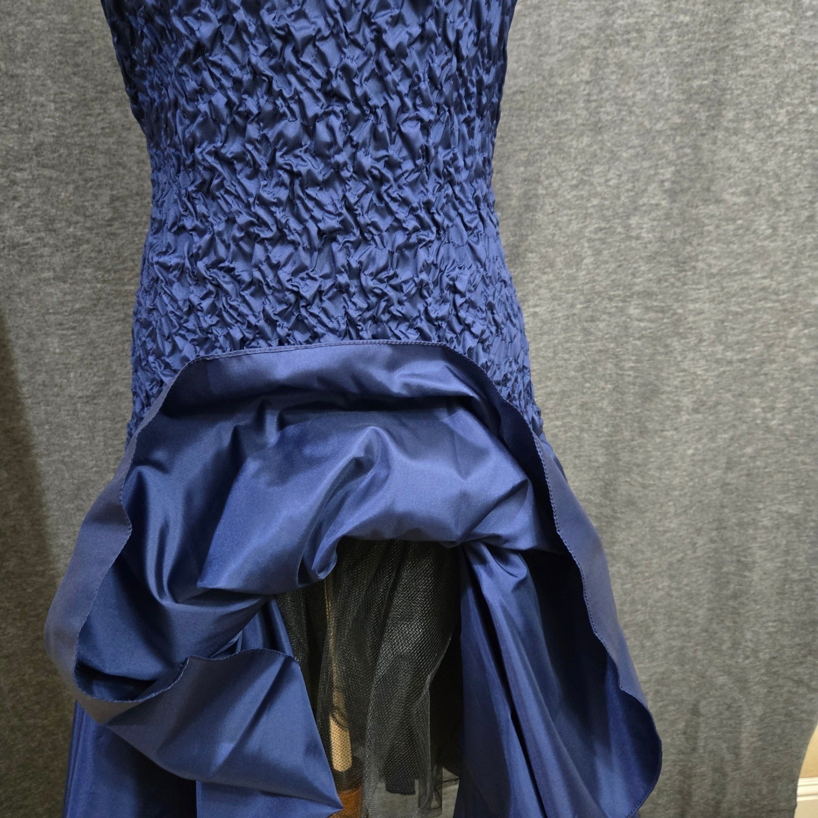 Vtg Union Made Dress Small Blue 80s Prom Party Cocktail Puff Sleeve Drop Waist