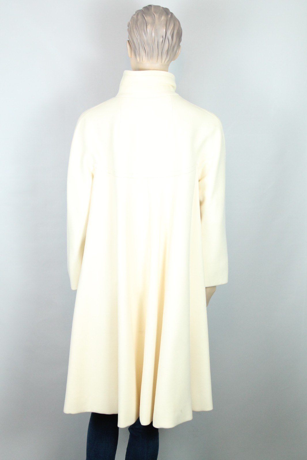 Vtg 60s SEYMOUR FOX USA Ivory Wool Retro Stroller Peacoat Coat S/M