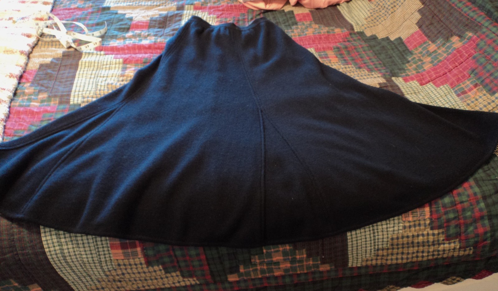 Vintage M Sz 8, Abby Rose for Strategy Black 3/4 circle skirt, lined, wool
