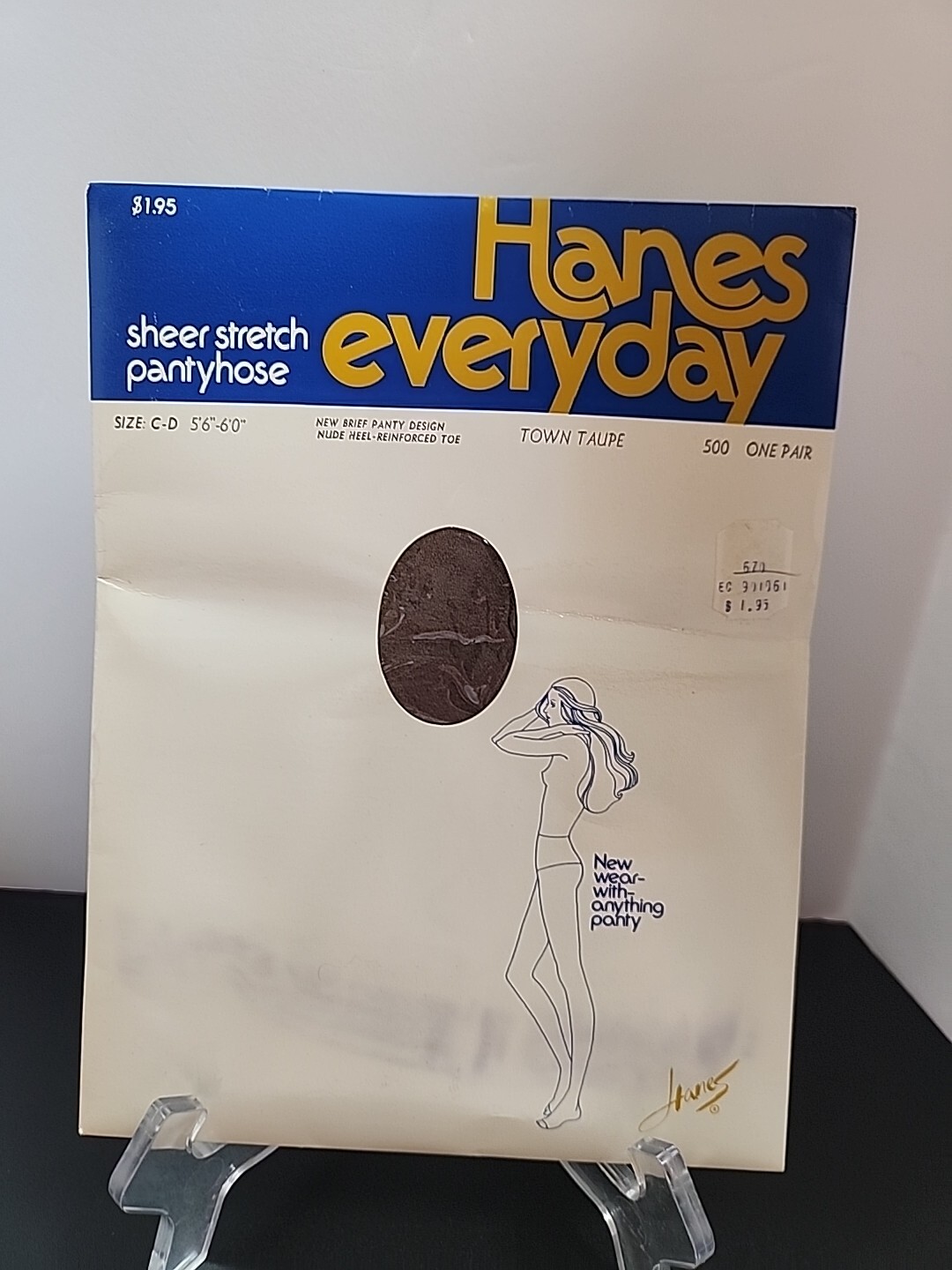 Vtg Hanes Everyday Sheer Stretch Pantyhose Size C-D, 5’6″ – 6′ Town Taupe