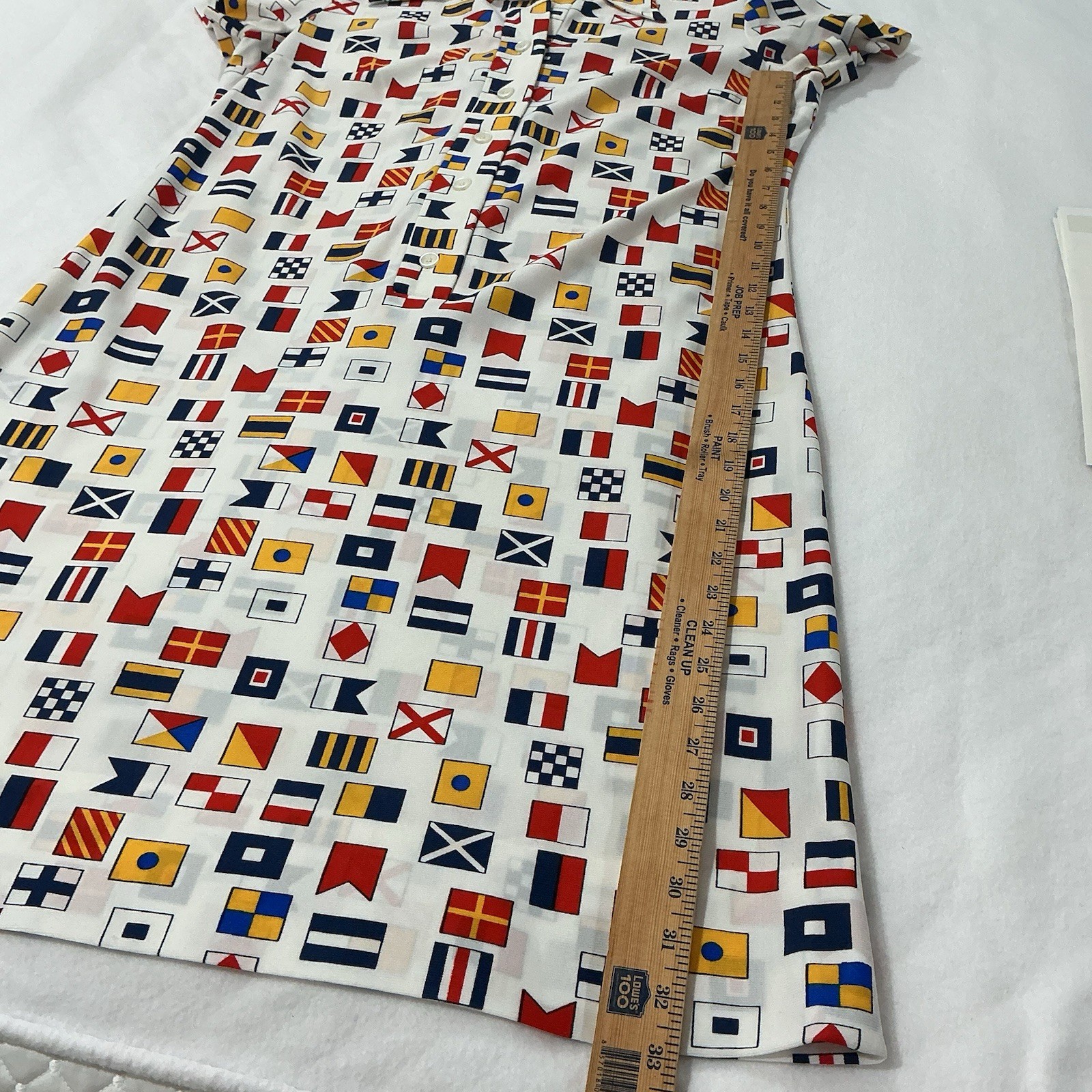 VTG 60s/70s Serbin Traveler Nautical Flag Mod Shirt Dress L XL Prop Yacht Rare