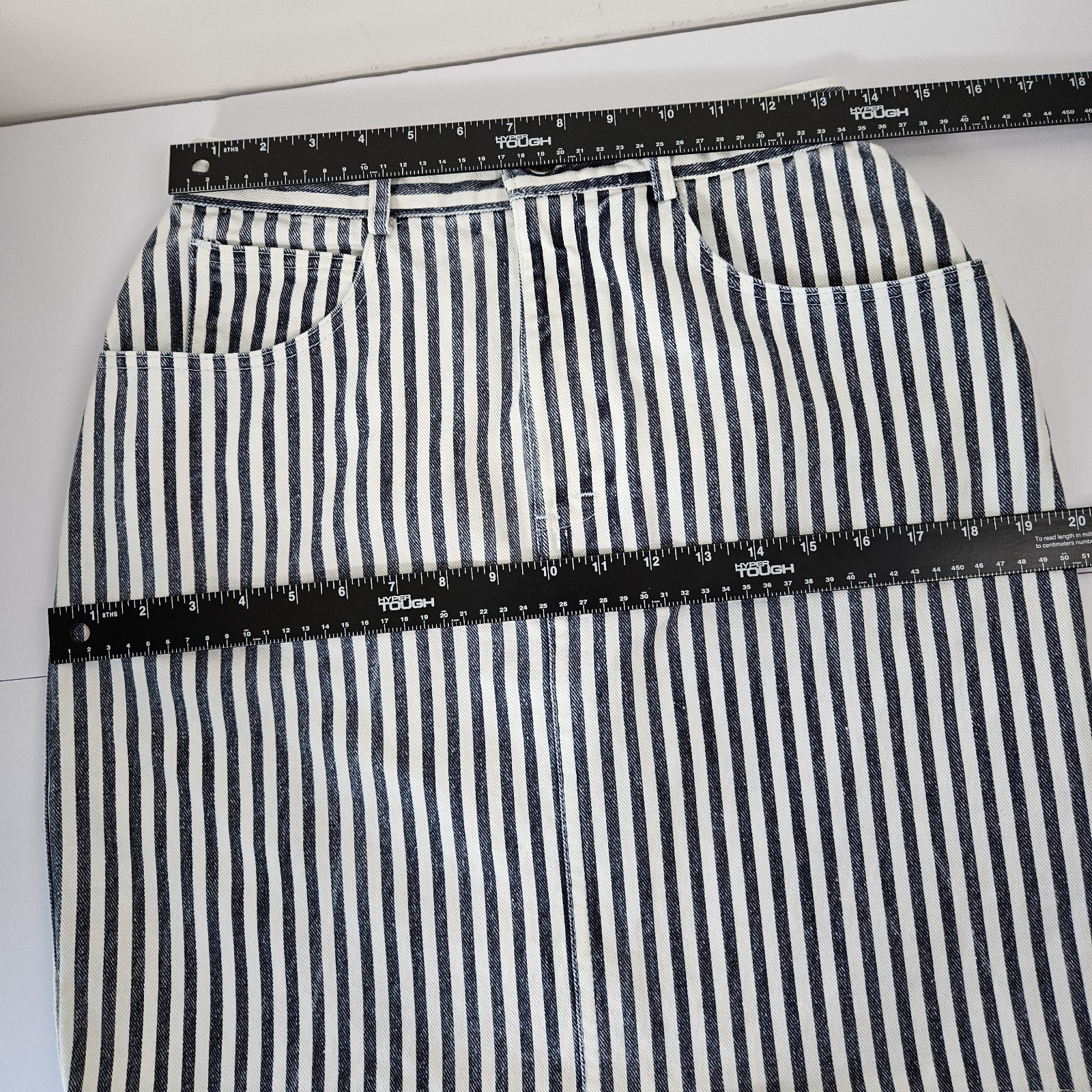 70s 80s Vintage HELIUM Striped PENCIL DENIM SKIRT USA SIZE 11 TALON 42 ZIPPER