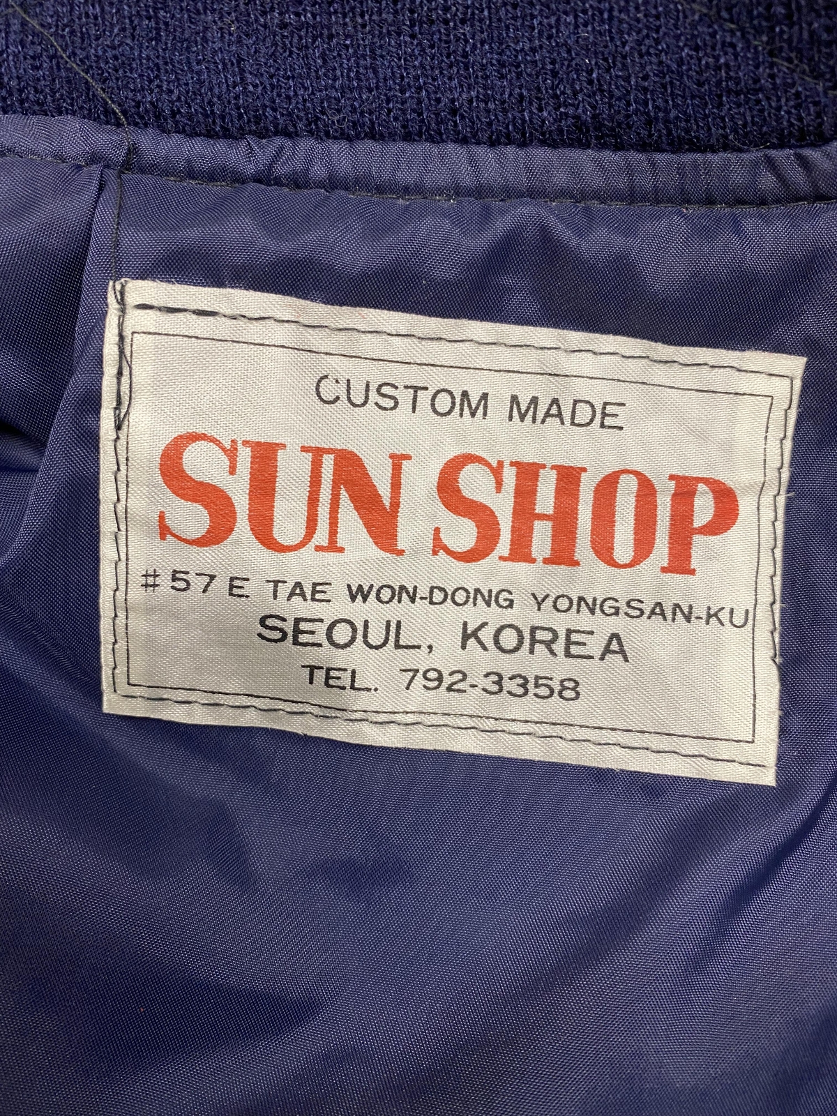 Vtg Vintage 1980s 80s Navy Dragon Embroidered Korean Souvenir Bomber Jacket