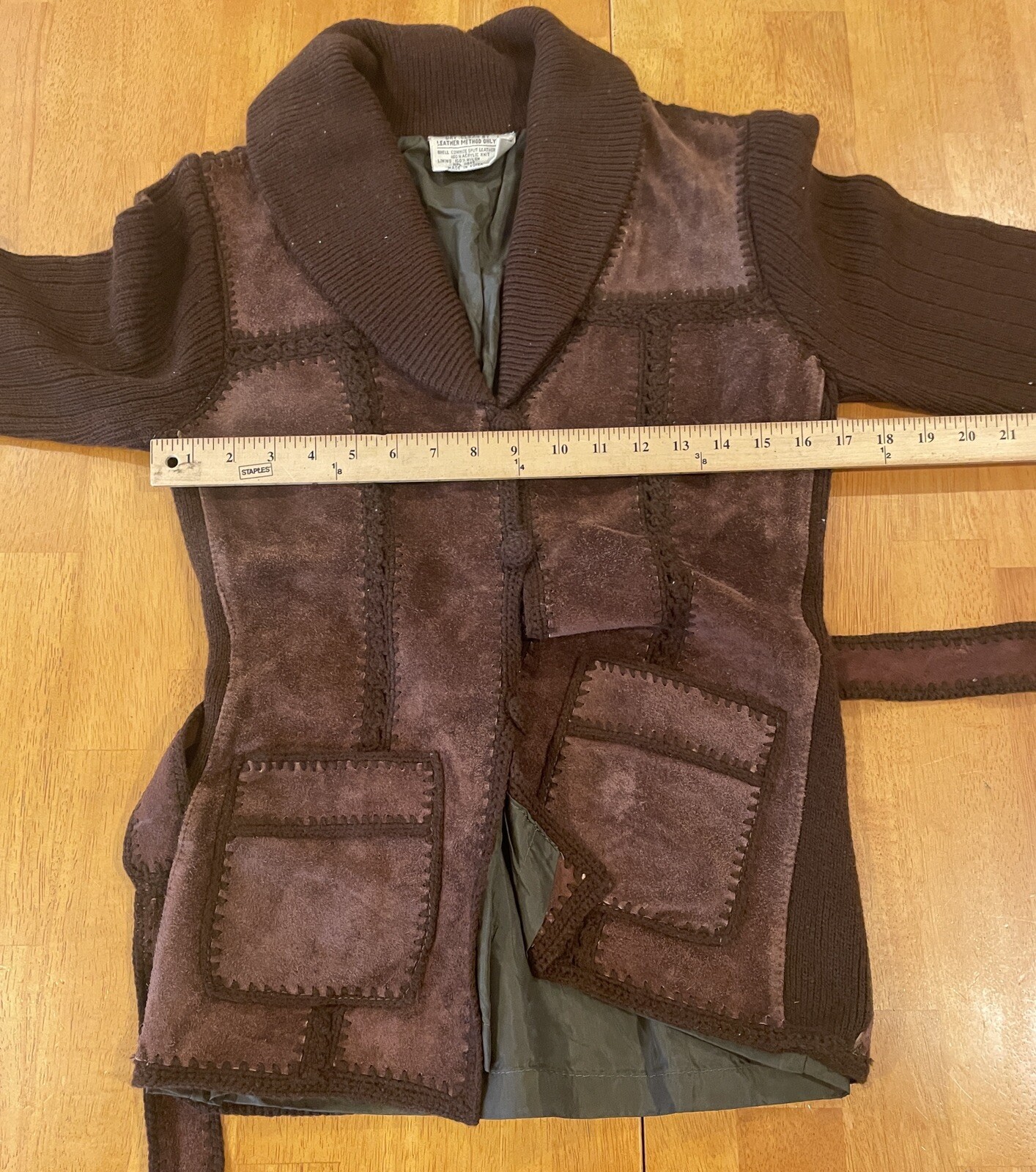 Vintage Cowhide Split Leather Shirt Women’s Small Jacket Large Coat 1970’s
