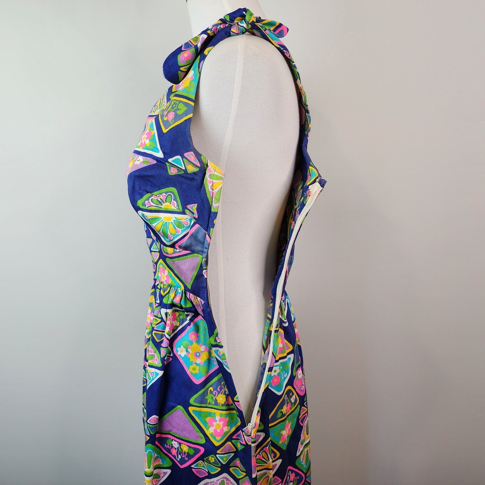 Vintage 60’s/70’s Tori Richard Honolulu One Shoulder Cotton Maxi Dress Size 10