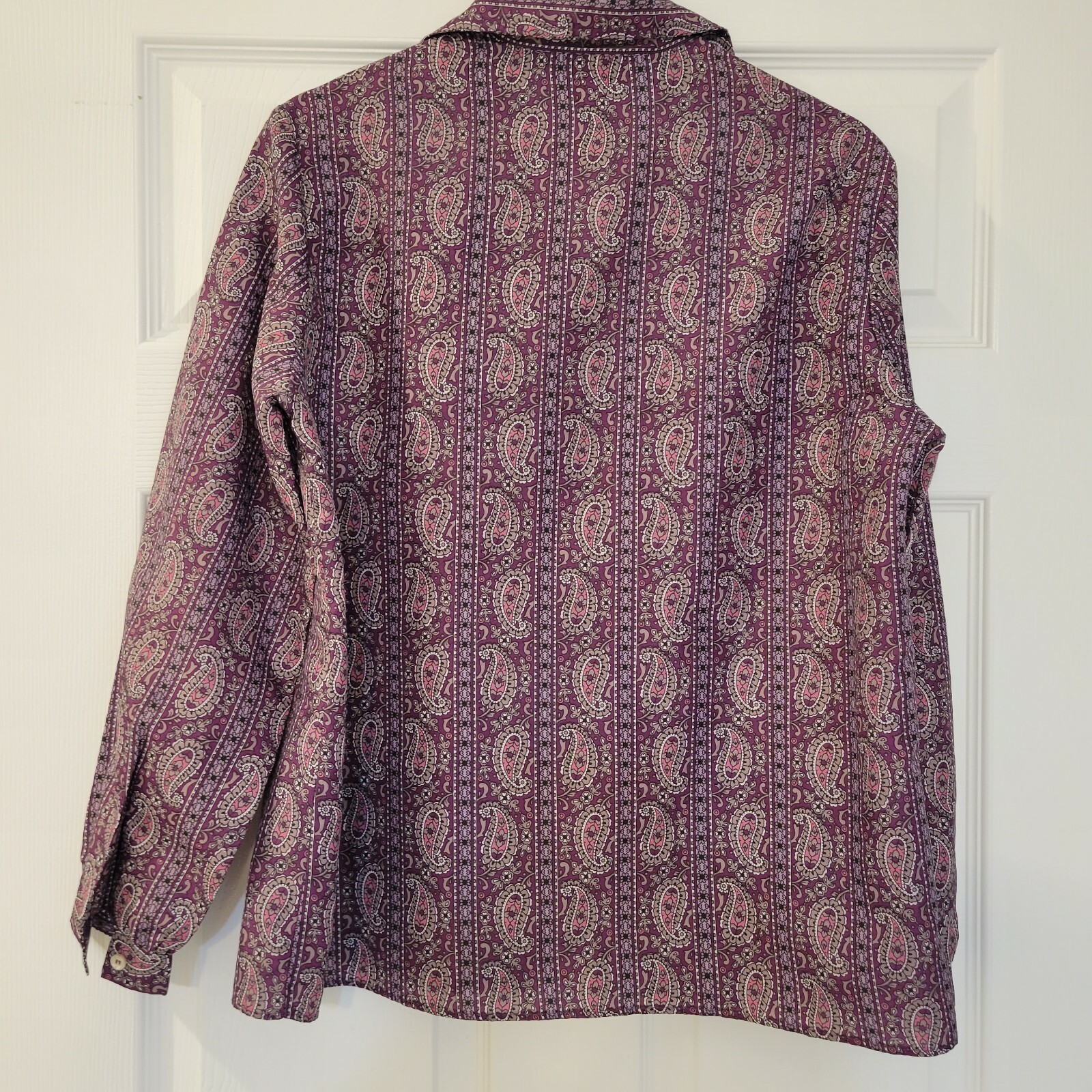 Vintage 70s Cape Cod Match Mates Floral Purple Print Blouse, Size 16