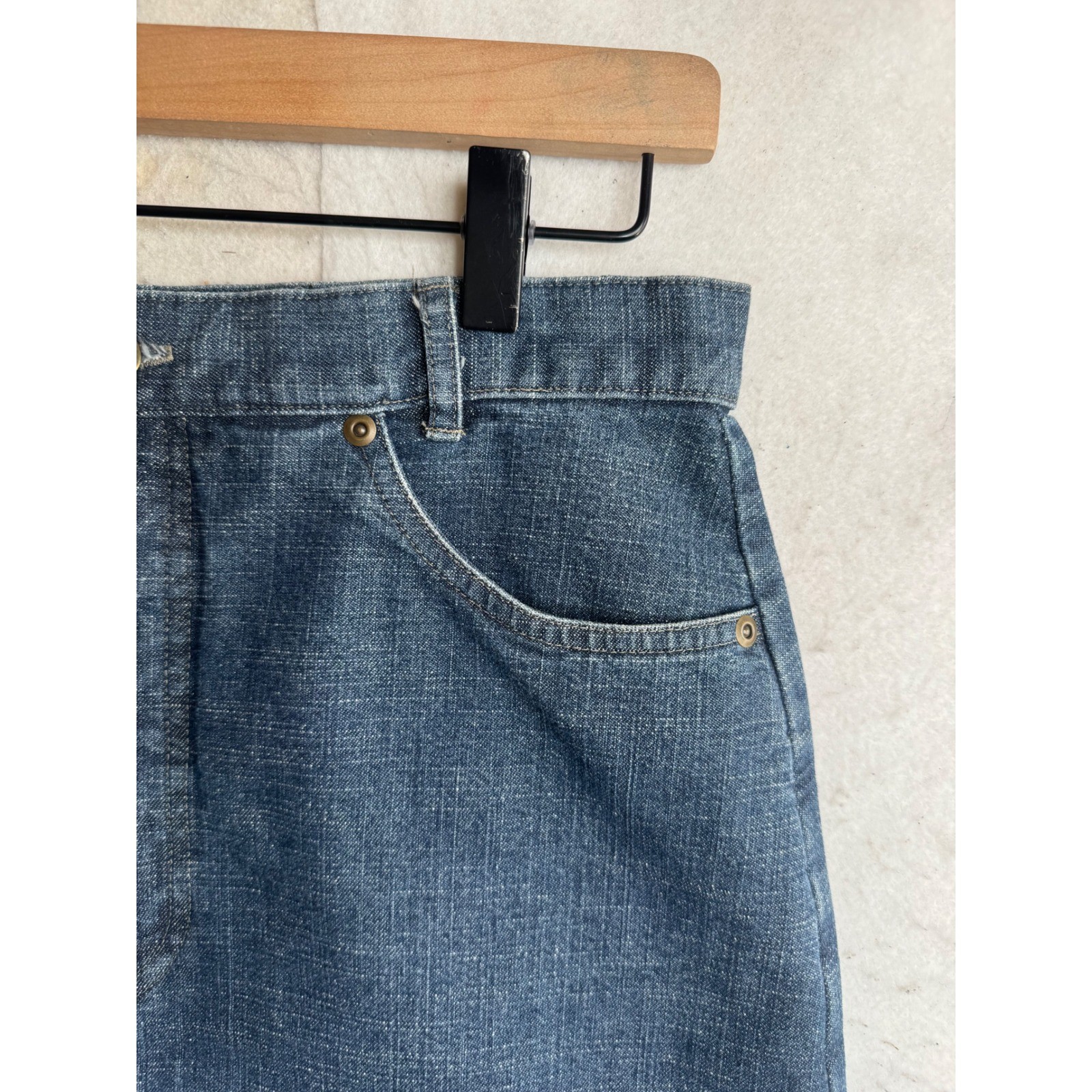 Gotcha Covered Vintage Denim Midi Skirt Indigo Blue High Waist Made in USA 8