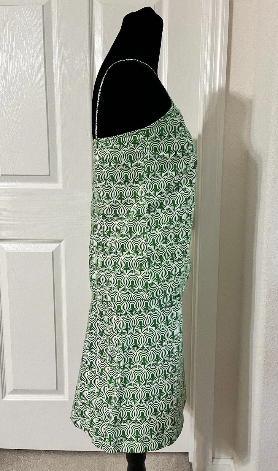 Vintage CH. IND. Green Top & Skirt Set, Cotton, Made In France, Size 36