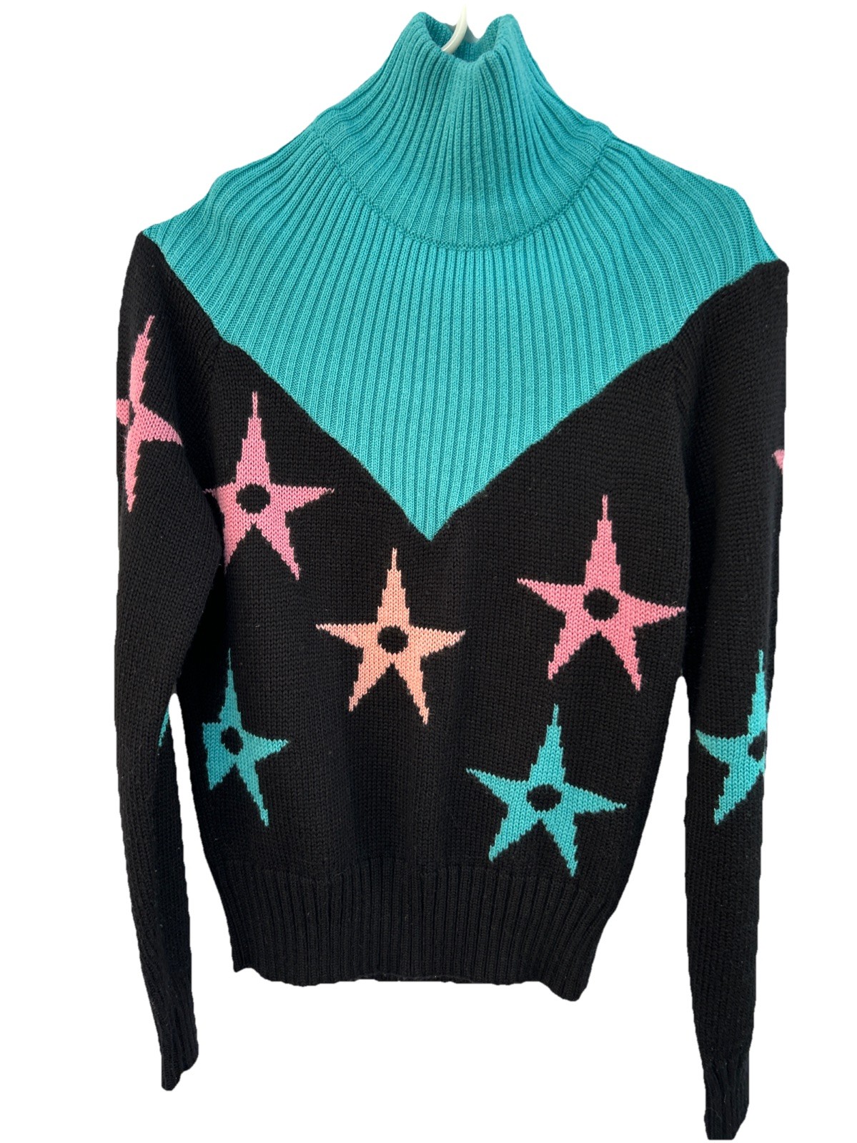Vtg 80’s Hermans Wool Blend Pink & Blue Stars Skate Streetwear Medium Women