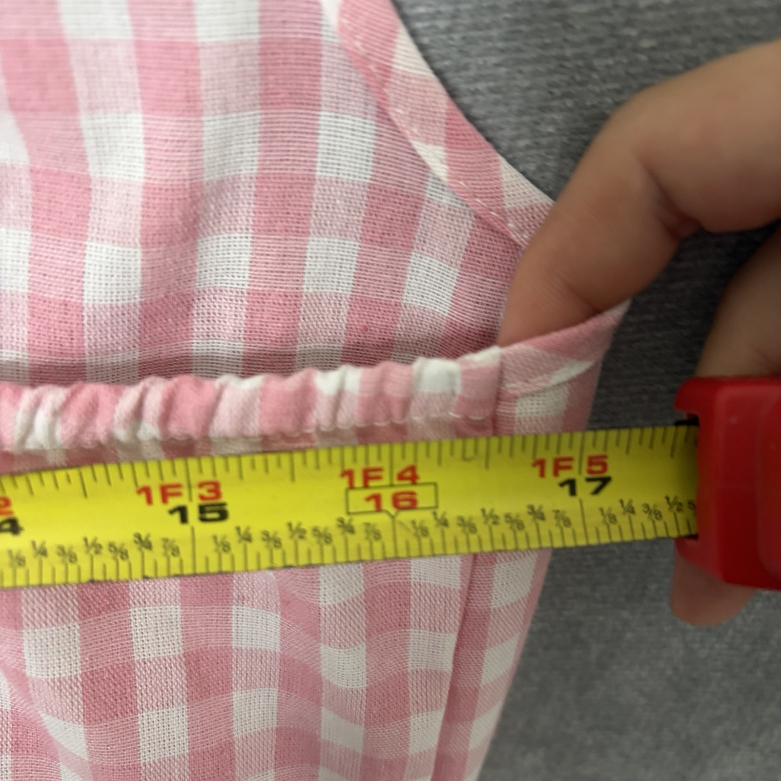 Vintage Handmade Women’s Cottage Prairie Dress Pink Gingham Plaid Country Bib M