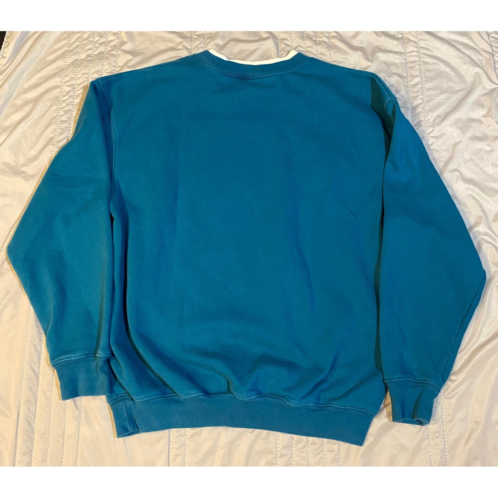 Vintage M&C Sportswear Snowflake Teal Sweatshirt Beaded Mock Neck Medium