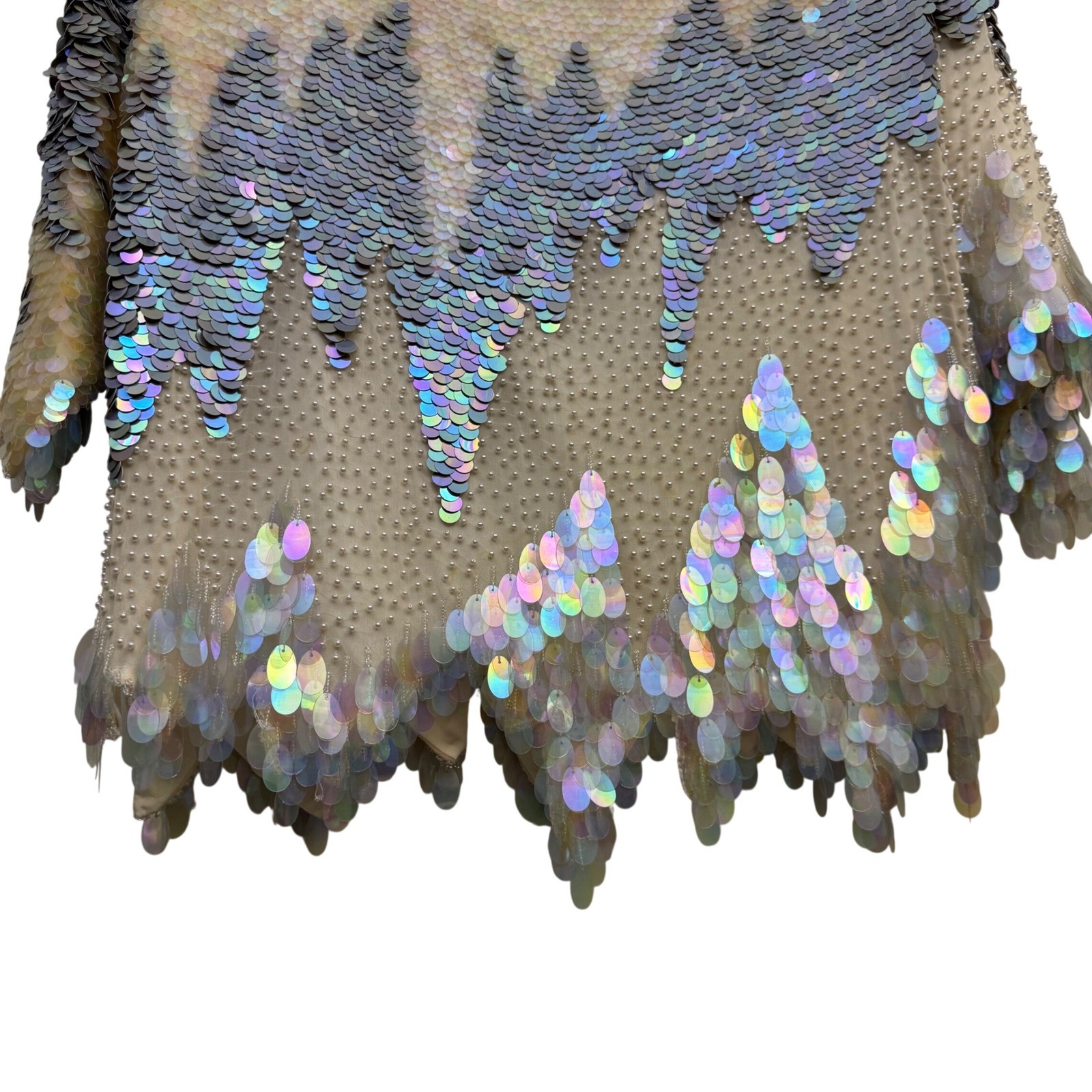 VTG Nina Raynor Top Small AMAZING 100% Silk Iridescent Sequin Beaded Mermaidcore