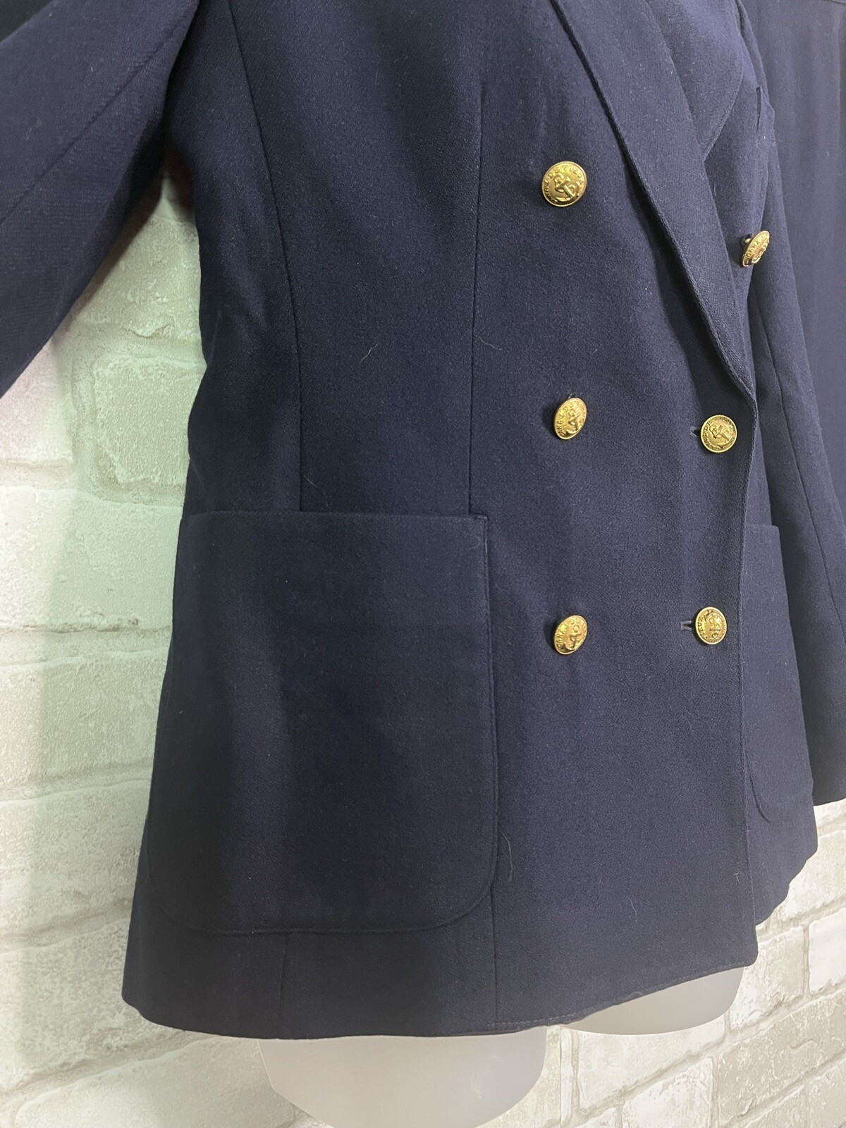 VINTAGE Evan Picone Navy Blue Wool Blend Jacket Skirt Set