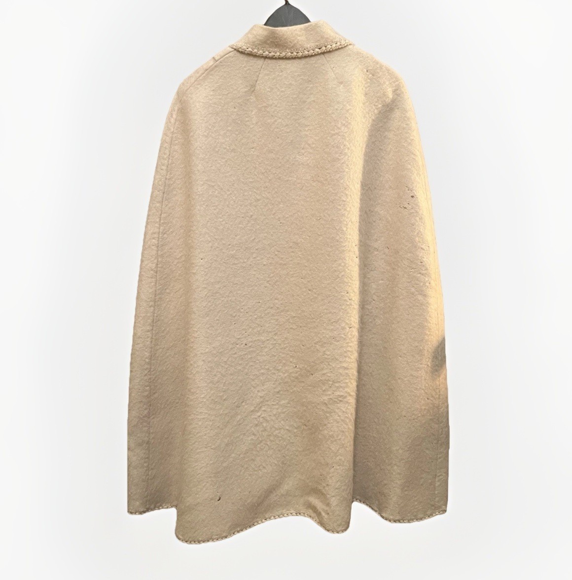 Vintage MATTY Peru 100% Alpaca Wool Cape | Cream Ivory | Hand Braided Trim | 38″