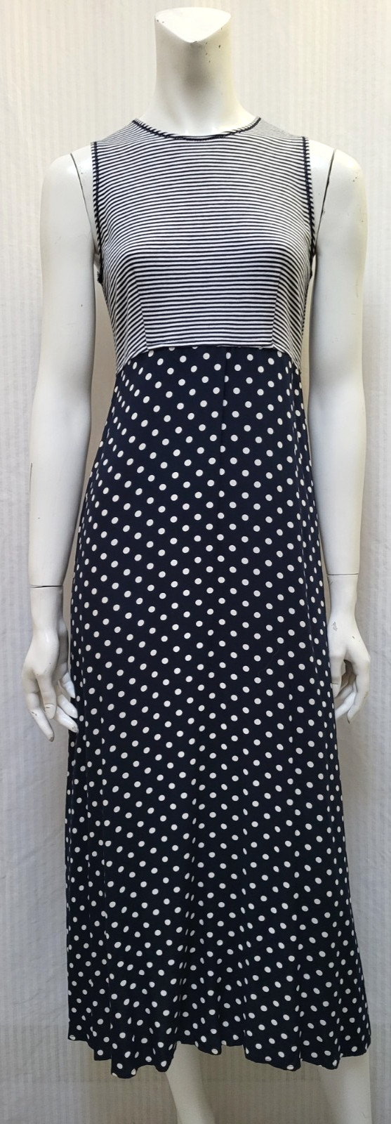 Vintage 2 Piece EXPO Blue Polka Dot Stripe Dress & Top Set – Size S