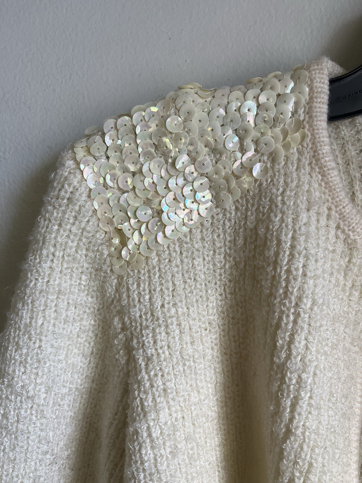 Compositions Vintage Sweater Knit Cardigan Open Front 70s Chunky Sequins Large
