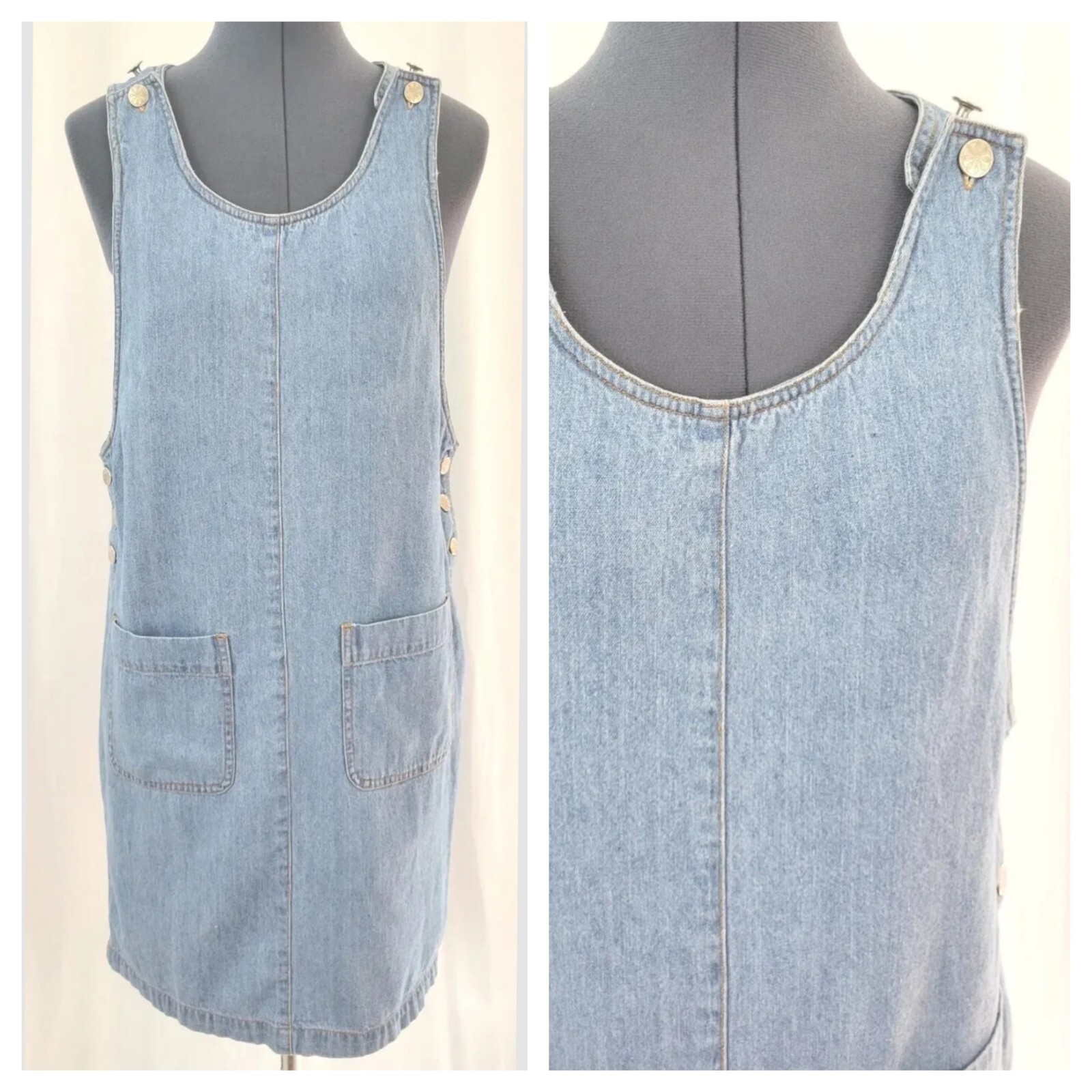 Vintage FADS Denim Jumper w Front Patch Pockets Size Small