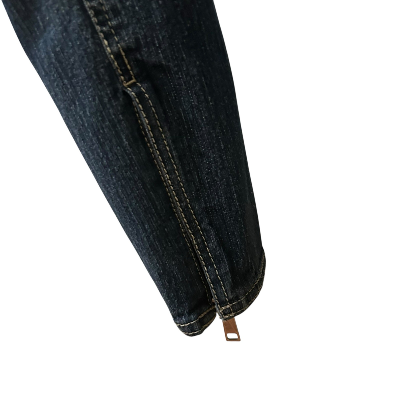 Y2K Cropped Denim Moto Jacket Asymmetrical Zip Front Stretch / Women’s Small ^