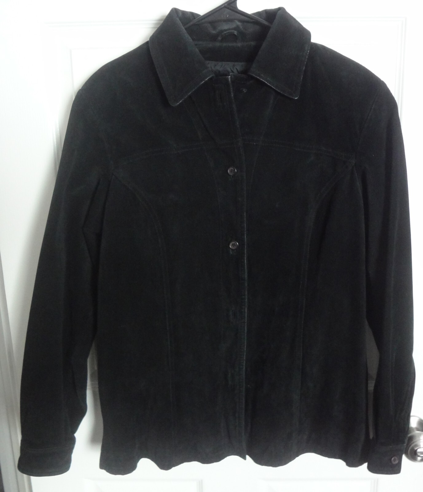 Vintage Maxima Wilsons Leather Genuine Black Suede Jacket Button Up Coat Medium