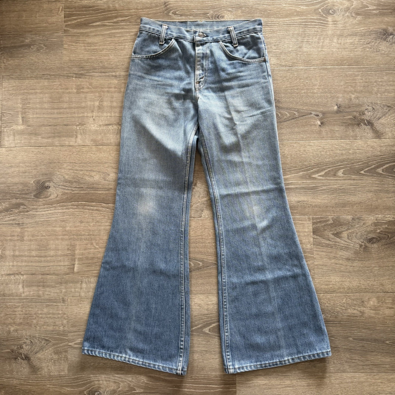 Vintage 70s Plain Pockets JC Penney Flare Bellbottom Jeans 30×31