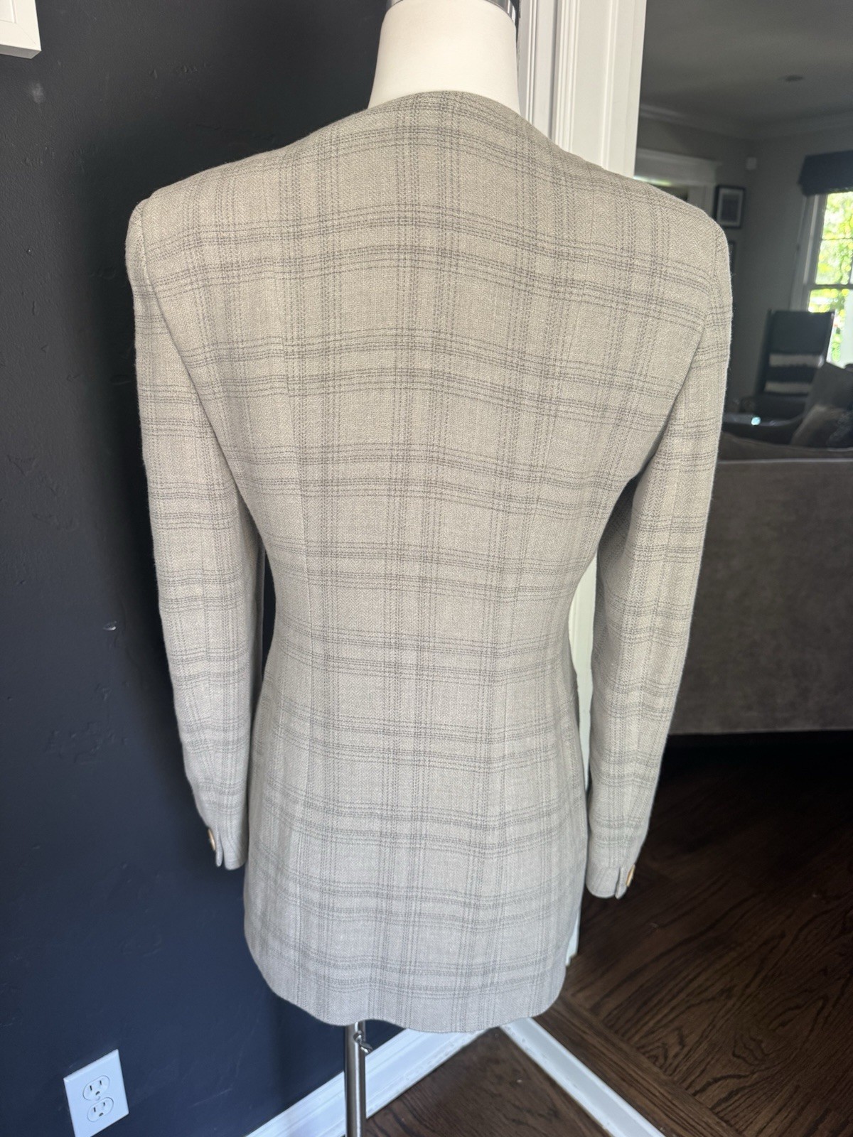 Vintage Giorgio Armani Georgia Blazer IT 40 US 4 Plaid Long Jacket Made Italy