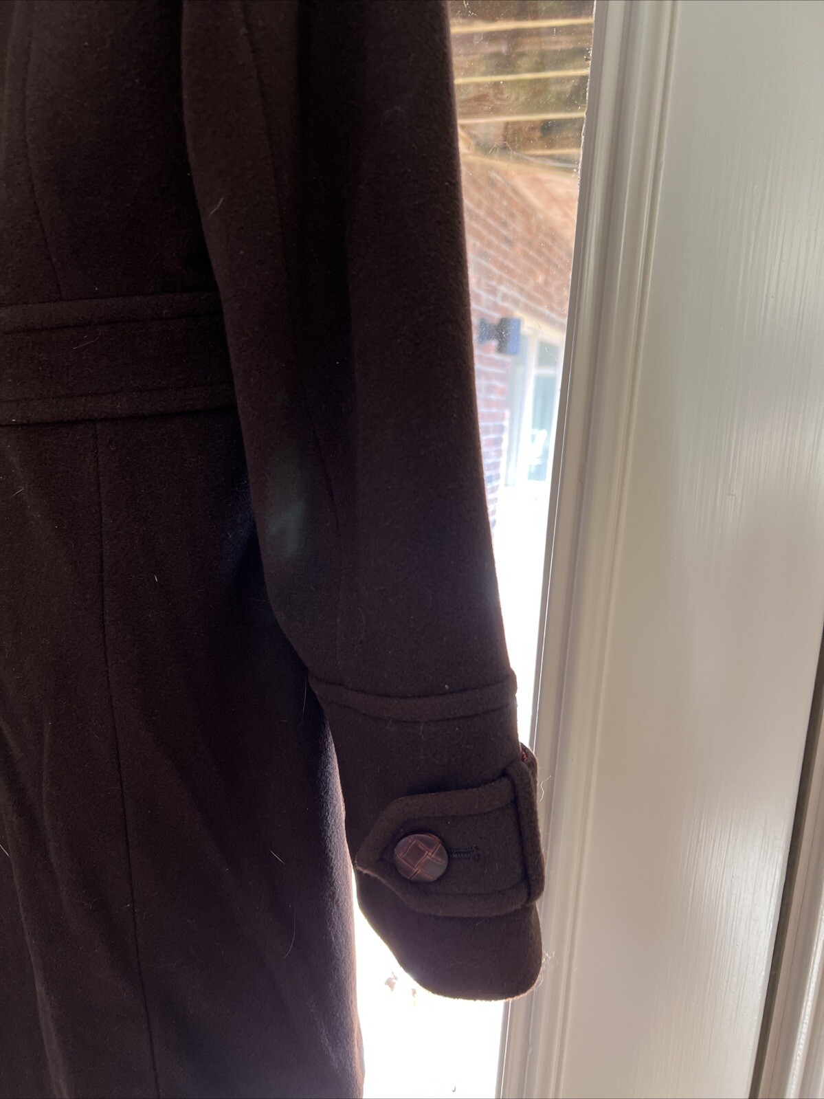 Ladies Fleet Street Brown Wool Coat Size M, Faux Trim Hood