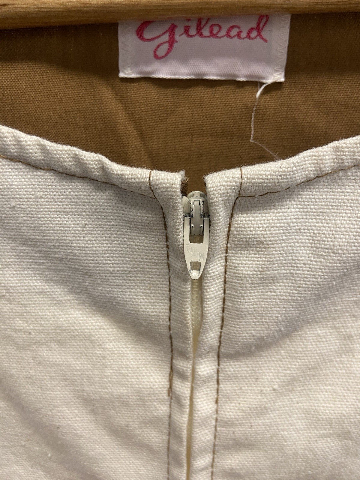 VTG 60s/70s Gilead White Beige Linen Embroidered Fringe Dress Shift Dress Sz M