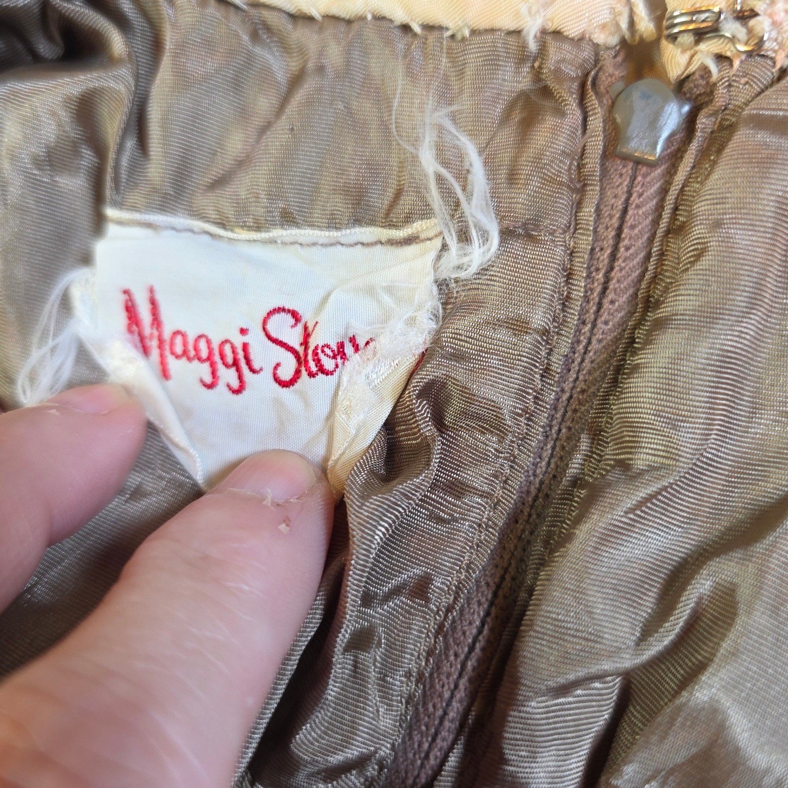 Maggi Stover Vintage Olive Green Velvet Dress Peter Pan Collar Distressed