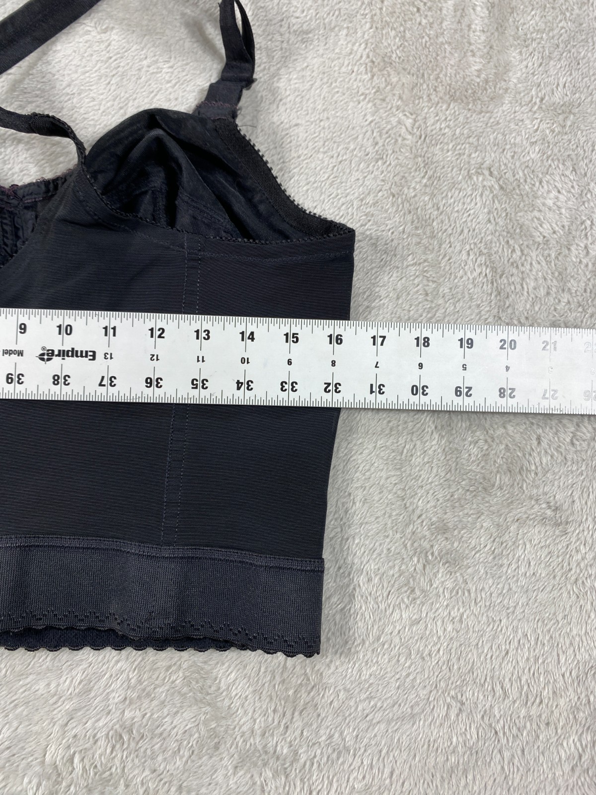Vintage Corset Bra Womens Black 100% Nylon Adjustable Straps Workers Union
