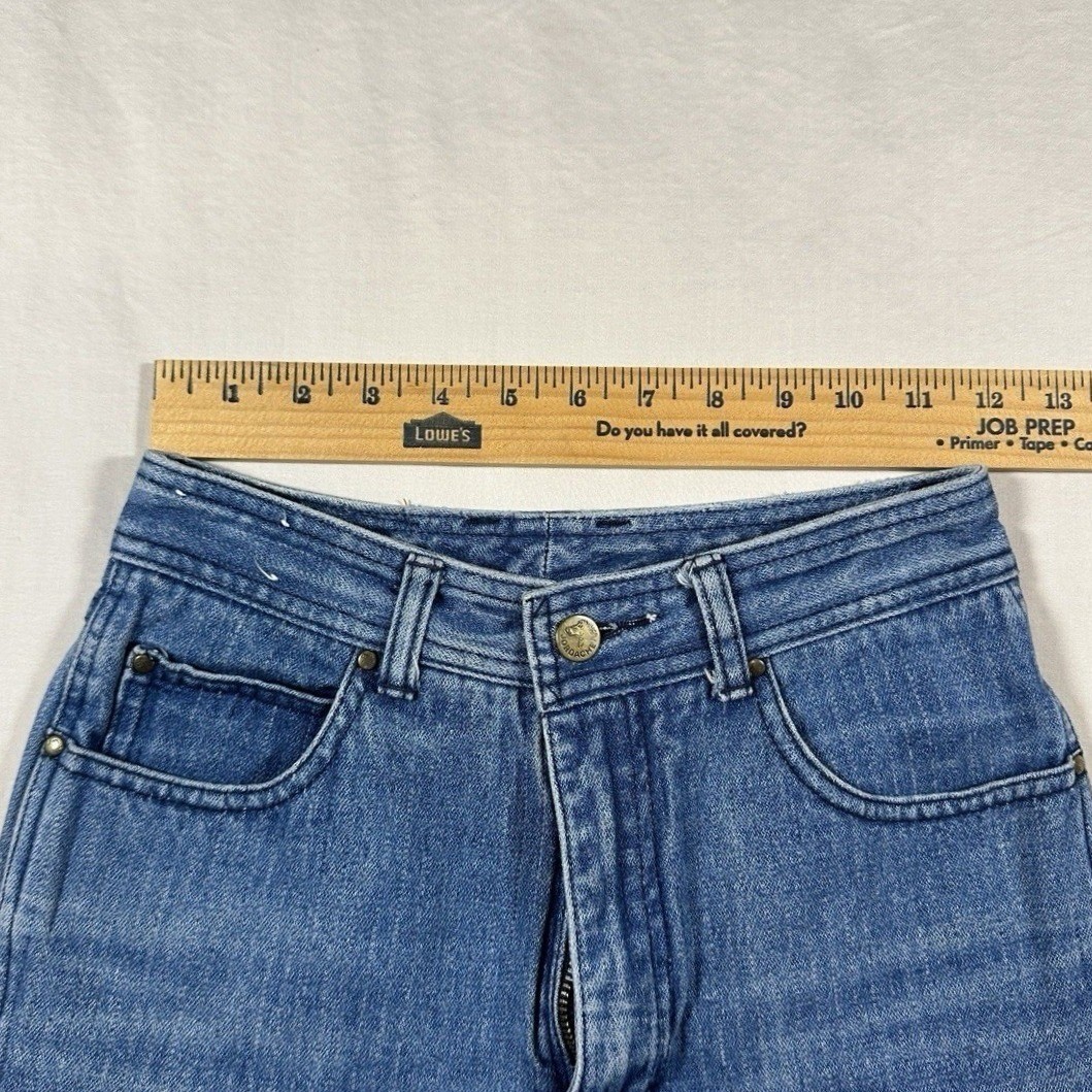 Vintage Jordache High Waisted Tapered Leg Blue Denim Jeans Ankle Zip 24 Waist 28