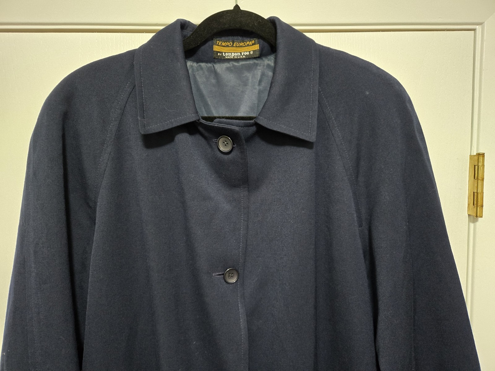 Vintage Tempo Europa London Fog 100% Wool Trench Coat Women’s 12 Regular Blue