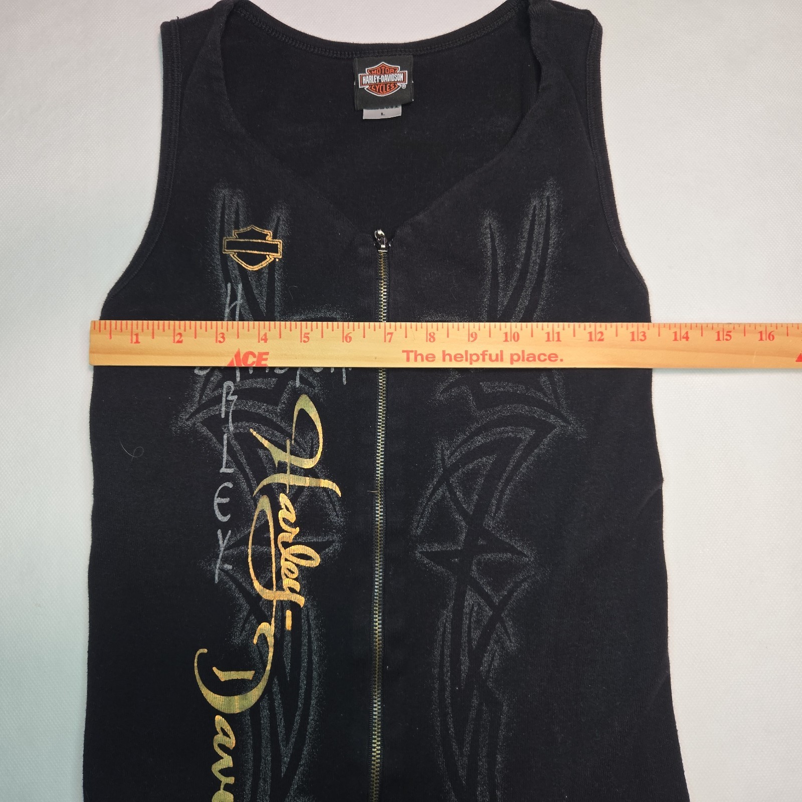 VTG Harley Davidson Motorcycles Full Zip Large Tank Top Womens Utica New York
