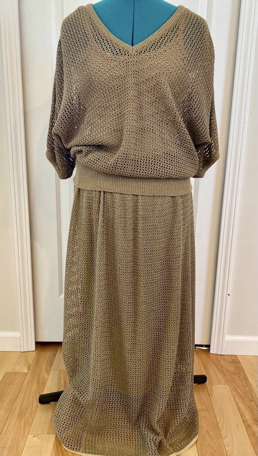 Vintage 80’s MONDI Skirt/shirt Croqueted Set US XL EU 42