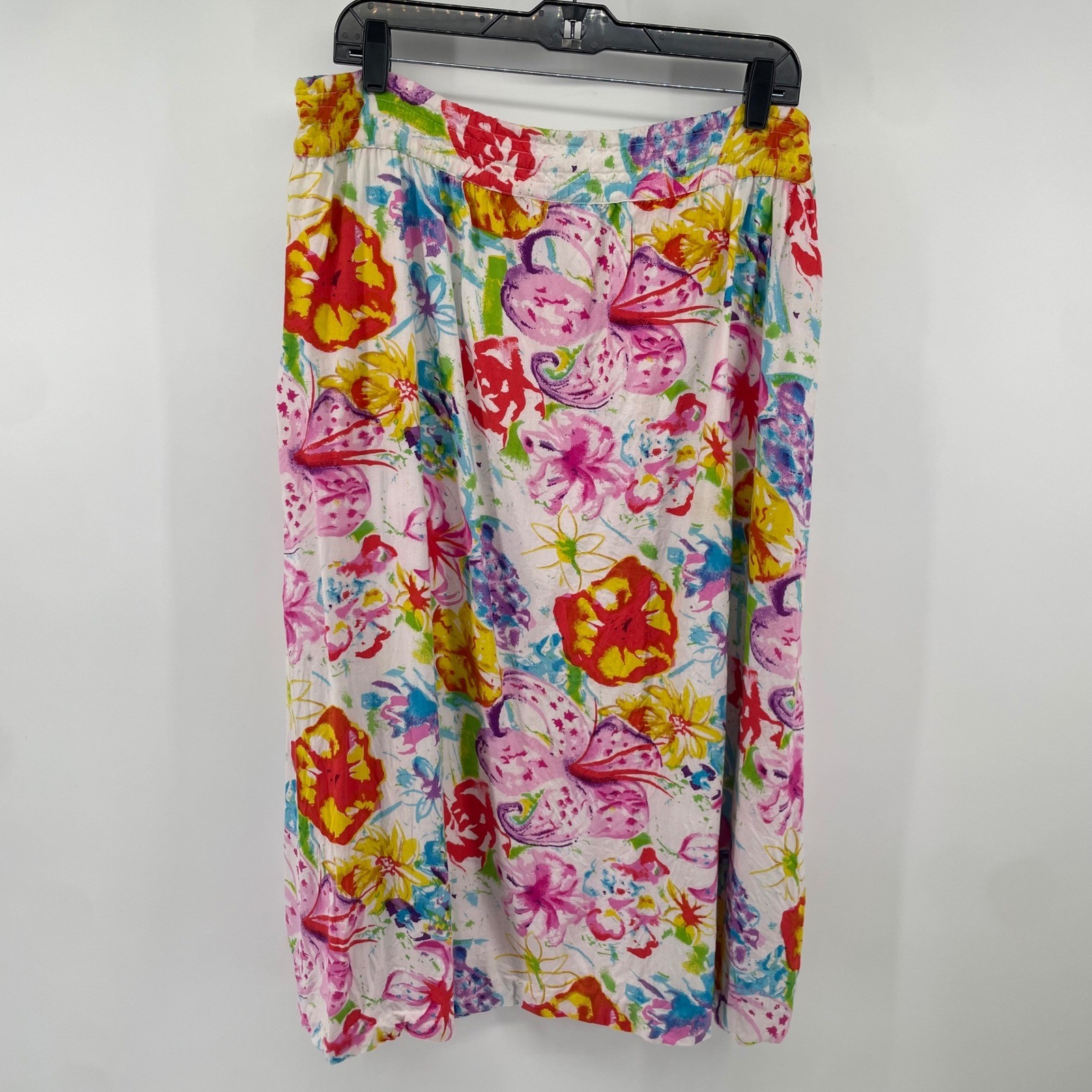 Baanis L.A. Floral Midi Skirt Womens Medium Multicolor Rayon Vintage Tropical