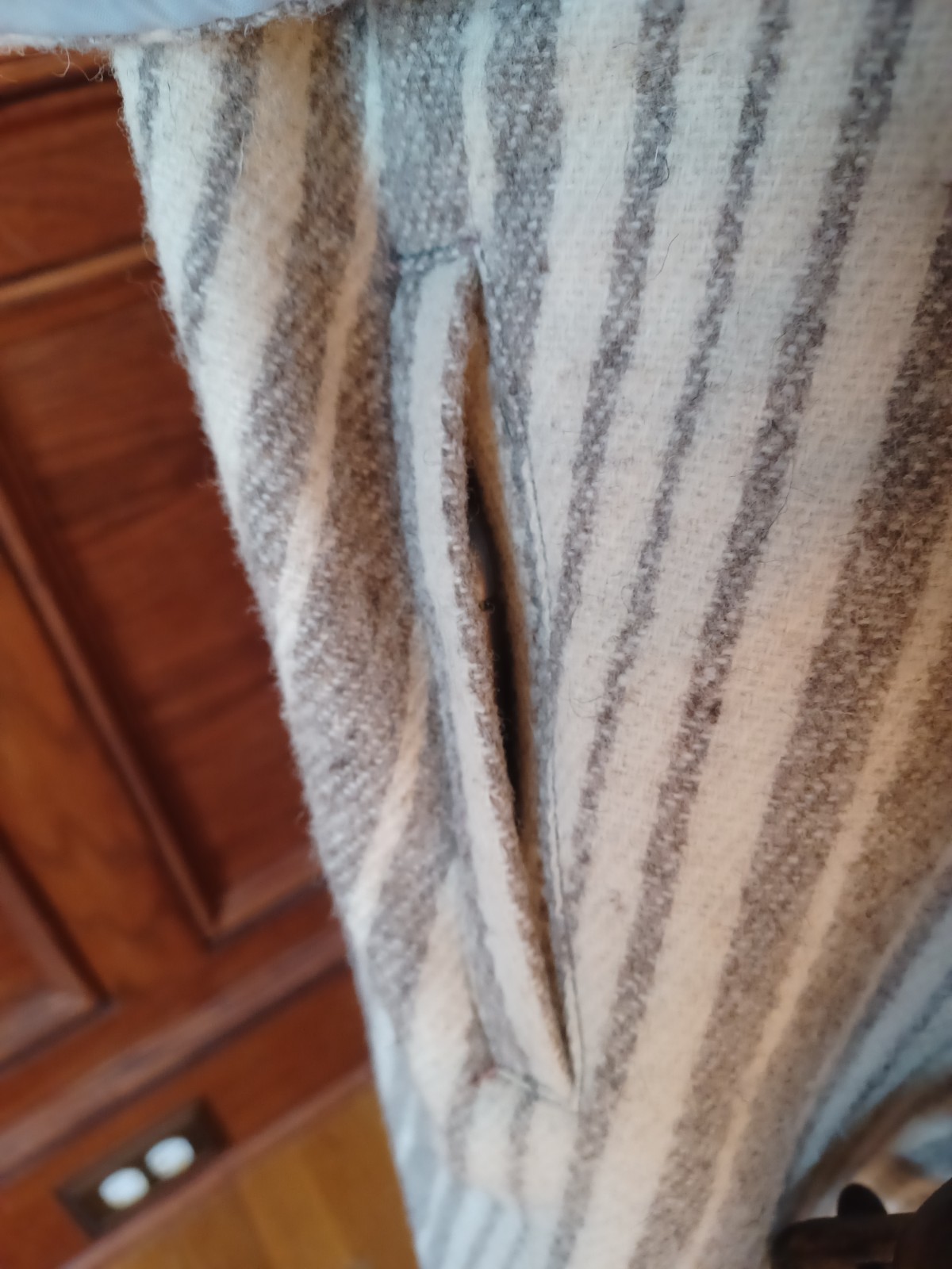 Vintage 1960s/1970s Grey Stripe Wool Boho Victorian Cottagecore Cloak Coat