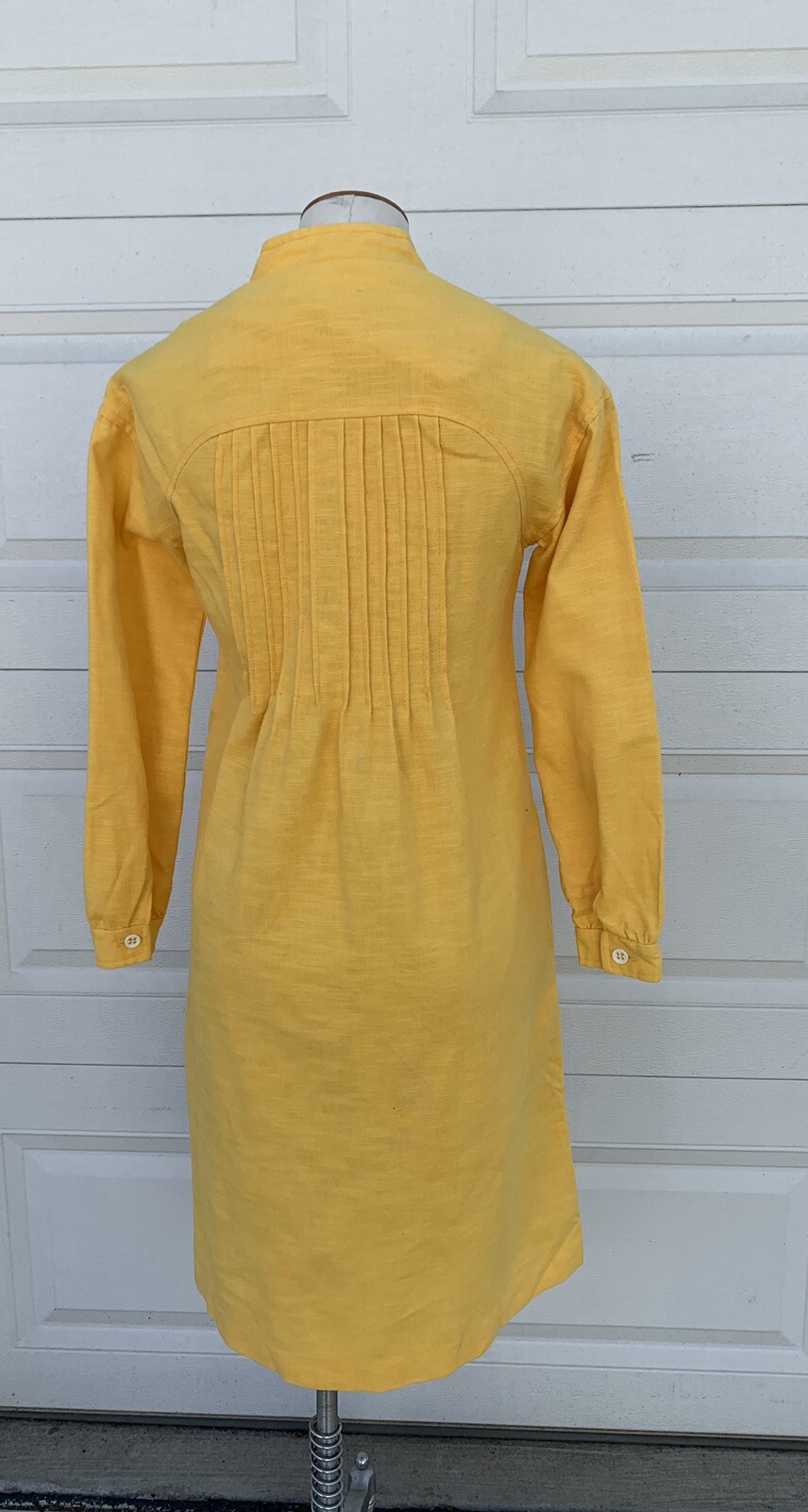 Vintage 60’s 70s S. HOWARD HIRSCH Pintuck Sunflower Yellow Utility Dress XS/S