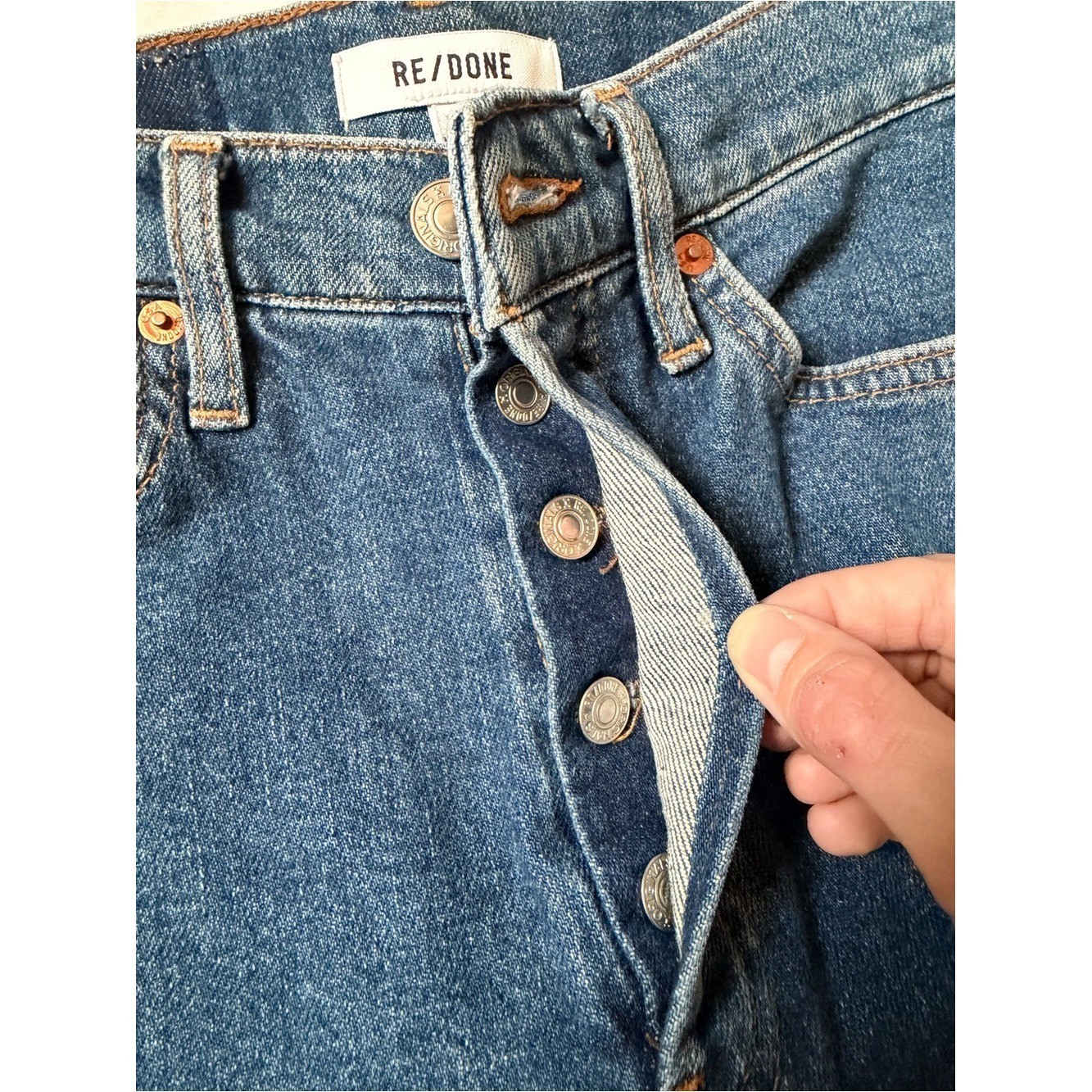 NWT Re/Done 90s High Rise Ankle Crop Denim Jeans Western Rinse Size 24