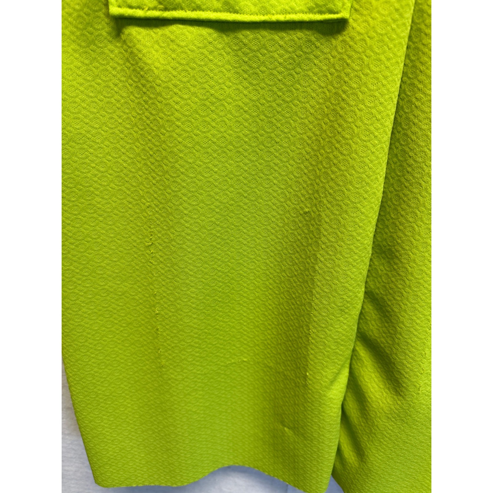 Vintage JCPenney Lime Green Housecoat Dress Front Zip Pockets Medium Cottage