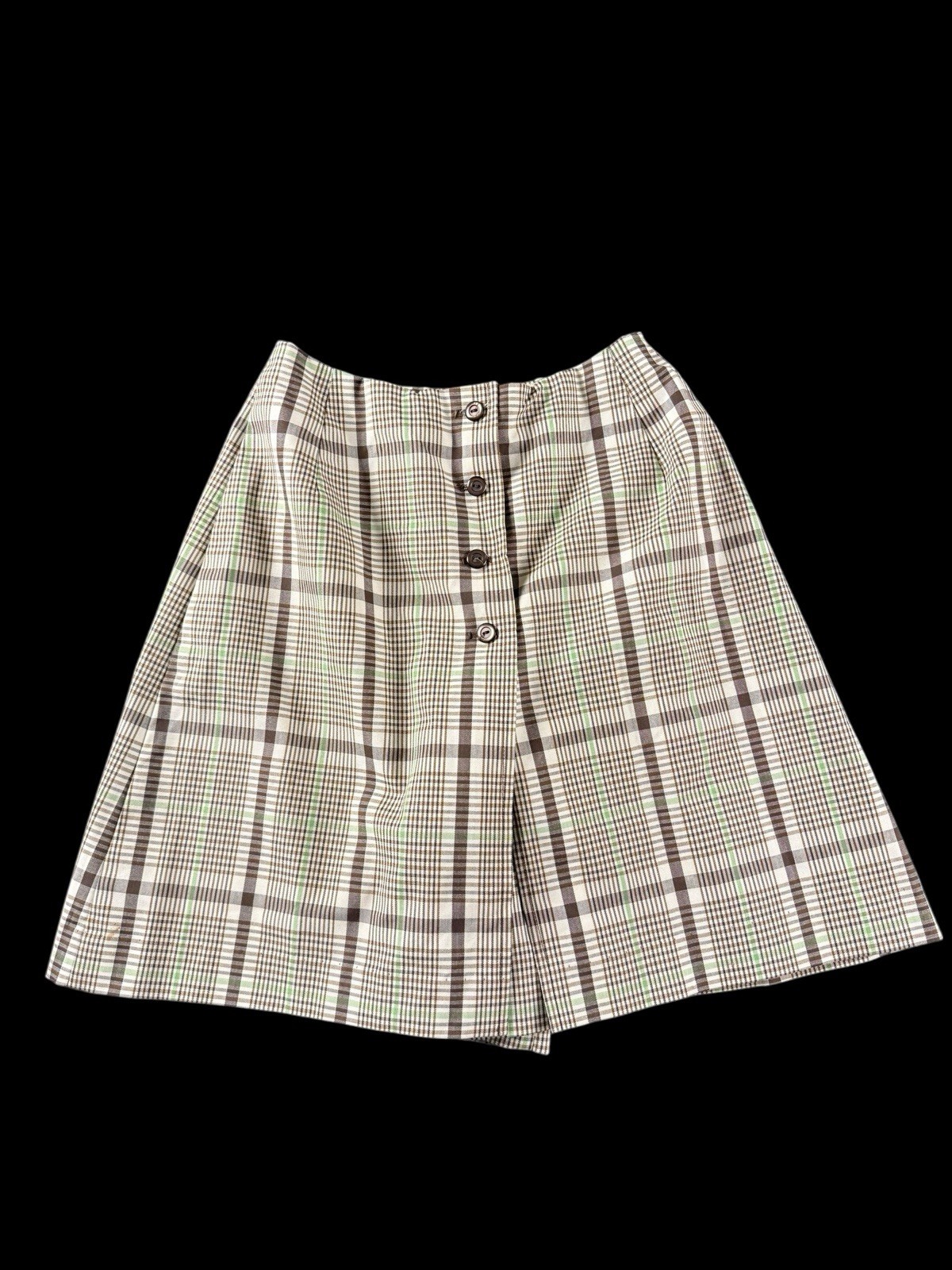1960s Bobbie Brooks Vintage Brown Plaid Skirt Women’s XS School Girl Waist 24”