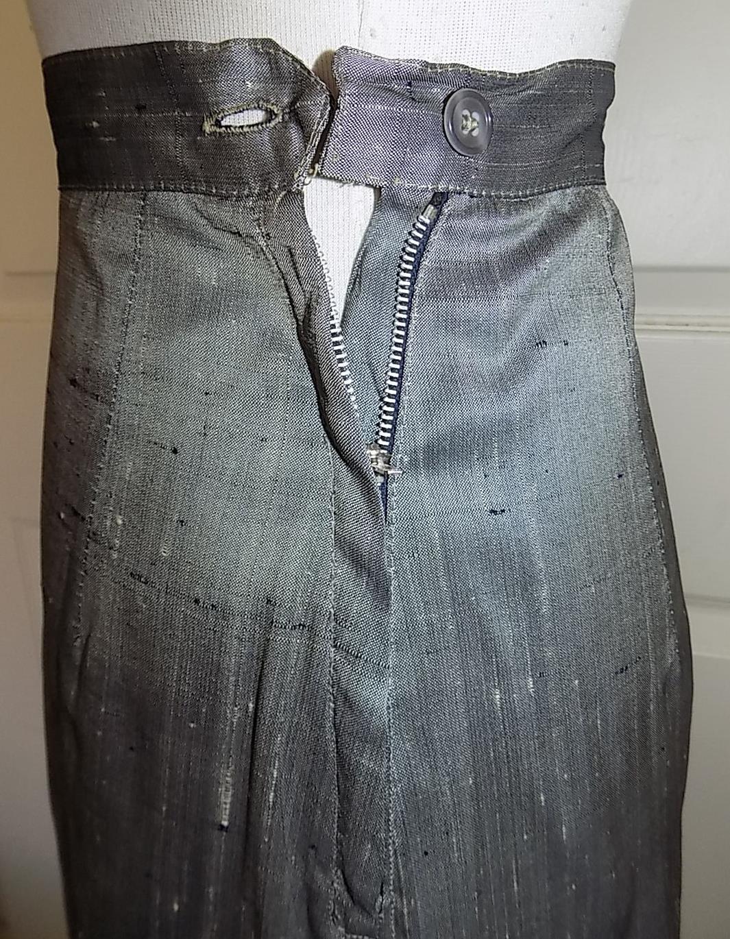 Vintage 50s Silver Gray Shantung Tailored Suit I Magnin B34