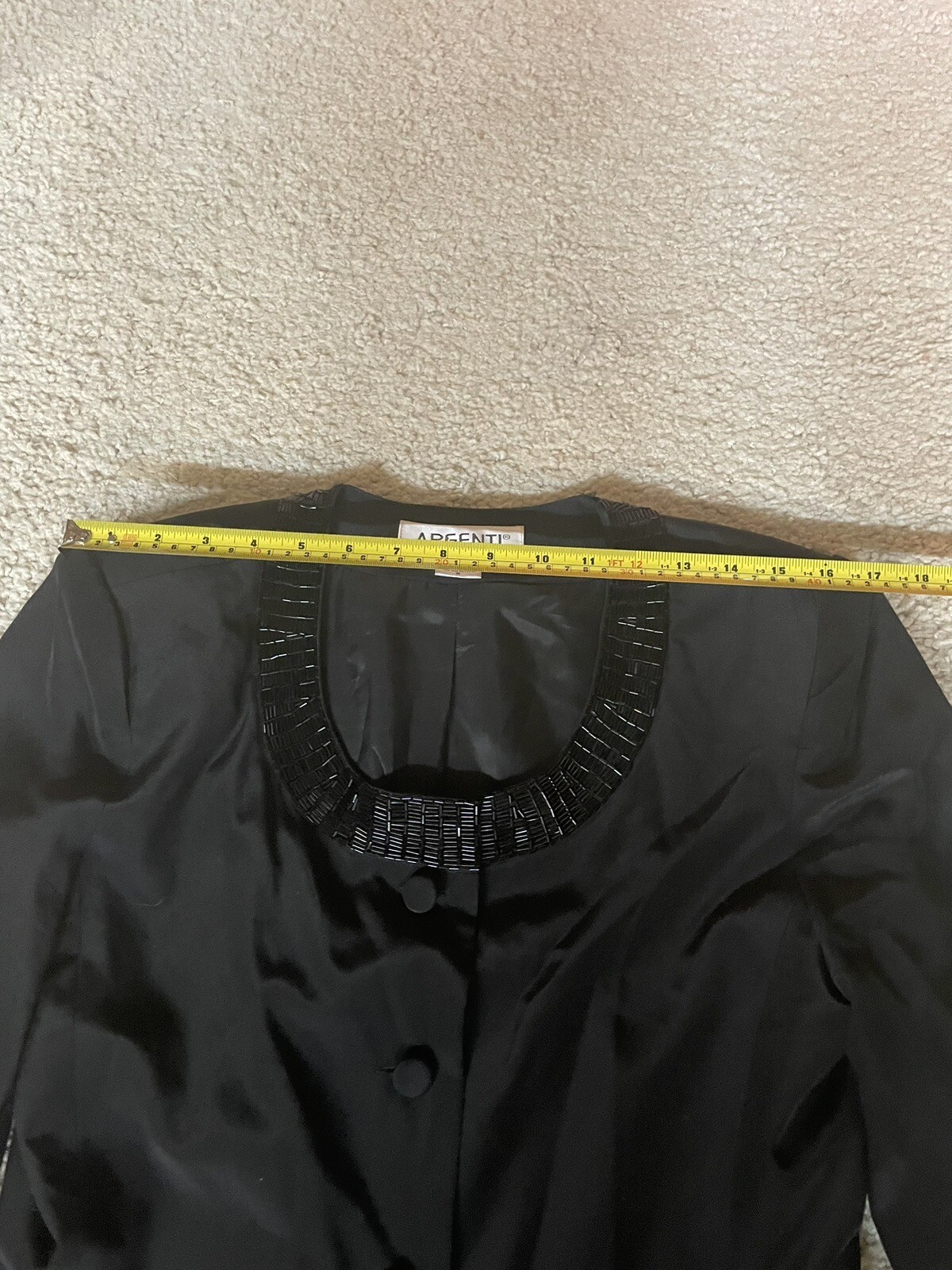 Vintage Argenti Silk 2 Piece Woman’s Black Suit Size 8 Jacket, Size 6 Skirt