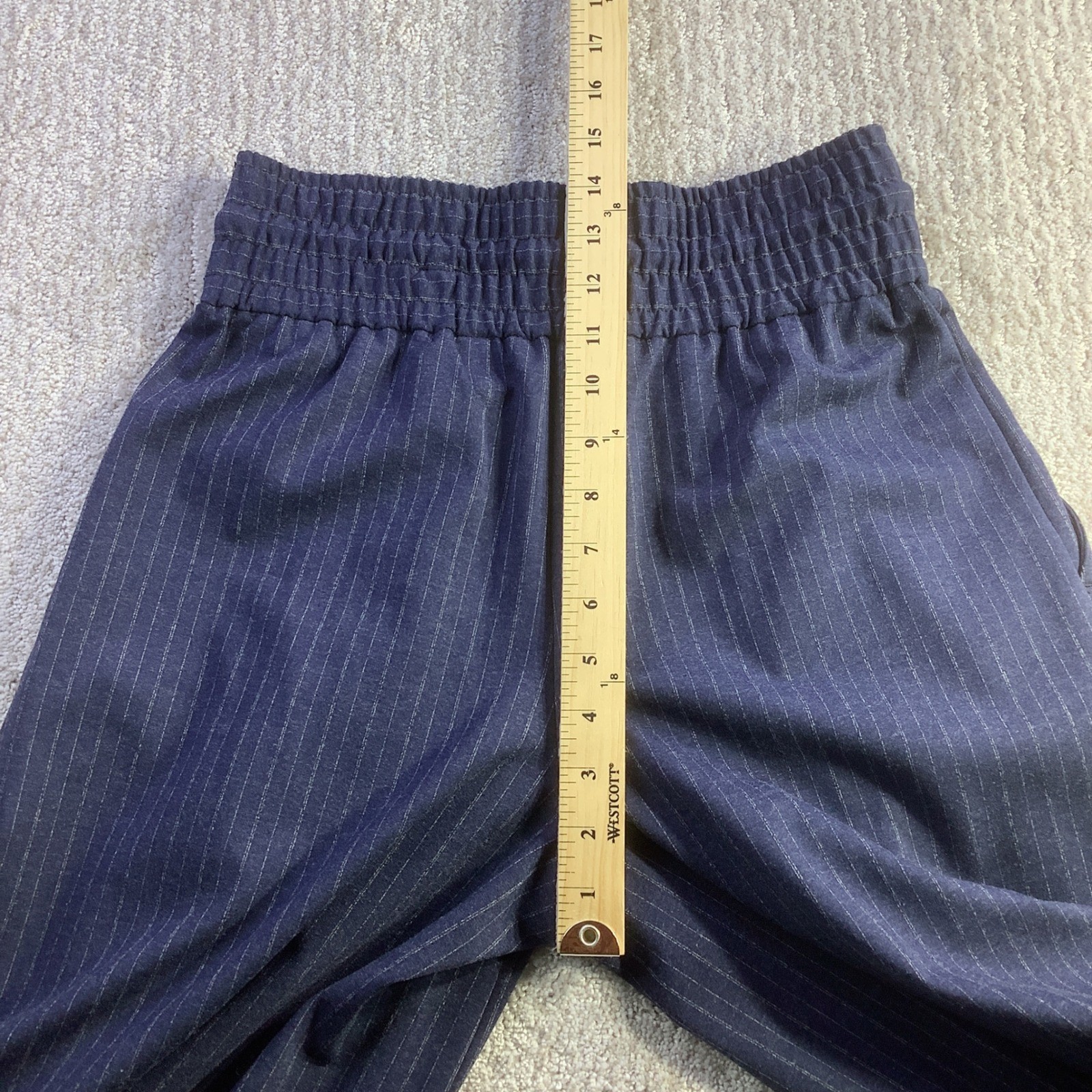 Anthropologie Maeve Navy Pinstripe Wide Leg Elastic Waist Pants Size XS NWT