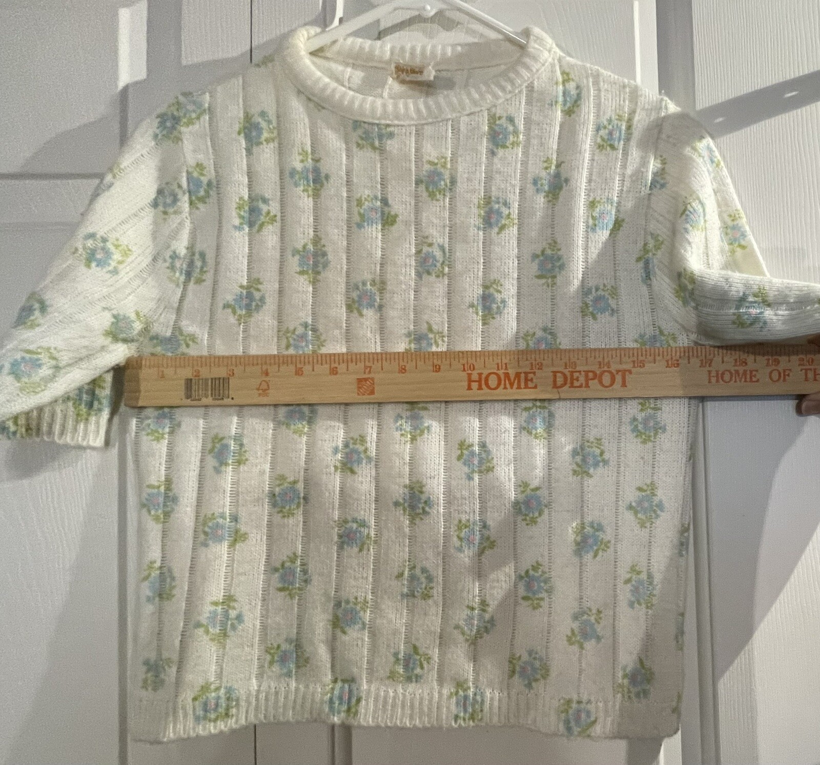 Vintage Ship ‘n Shore Short Sleeve Floral Knit Spring Sweater Sz 38, S/M