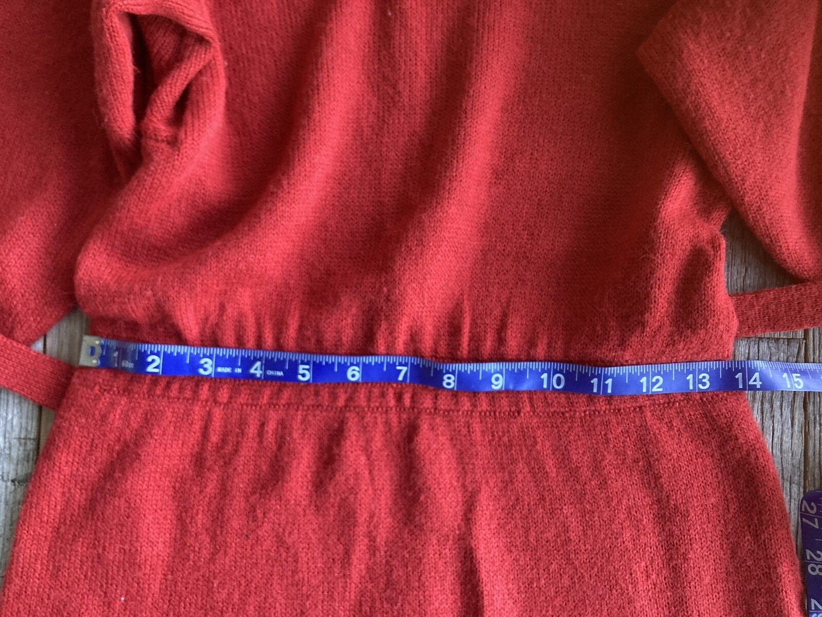 Tomato Girl! Gorgeous Vintage Tomato Red Sweater Dress with Tie Waist