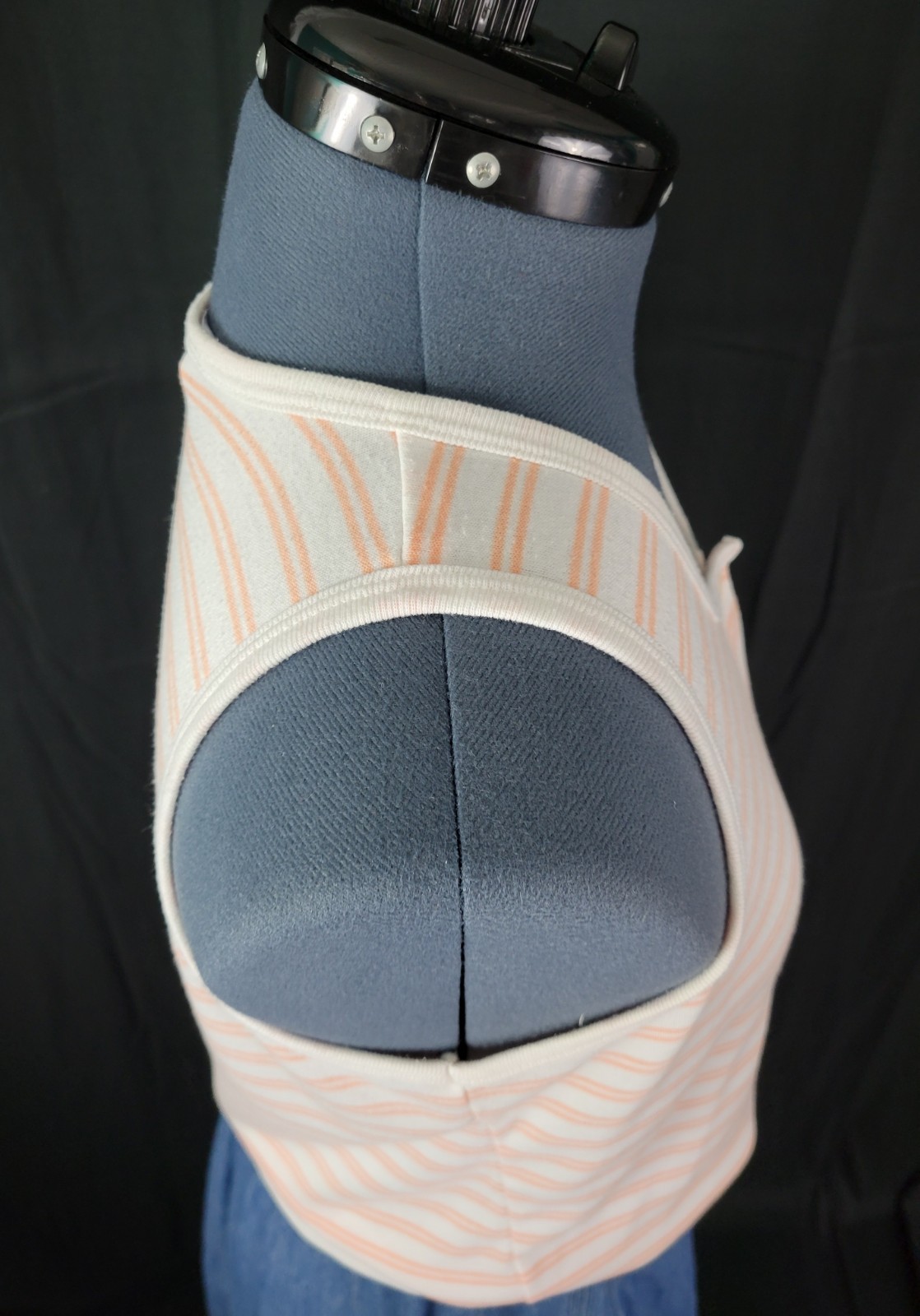 Vintage Objectives Cream Sleeveless Top w Peach Stripes Size Small