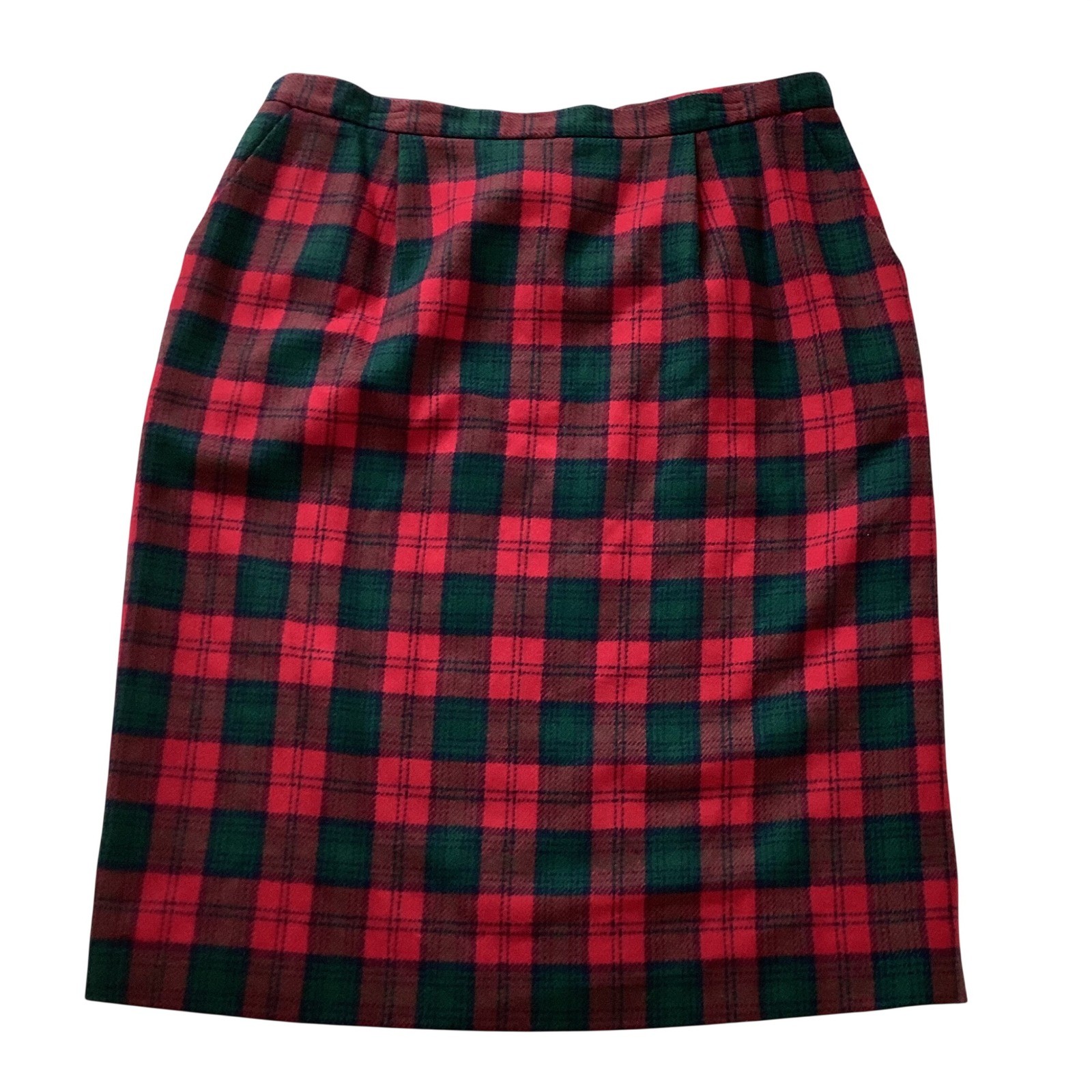 Pendleton Wool Pencil Skirt 18 Red Green Lindsay Tartan Plaid Made in USA