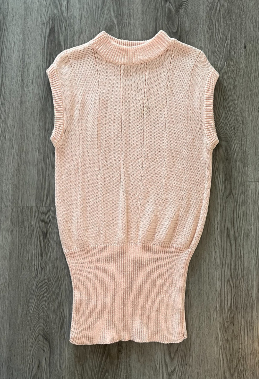 Vintage Liz Claiborne Peach Knit Sweater Dress/Top, Size L Cottage Core Coquette