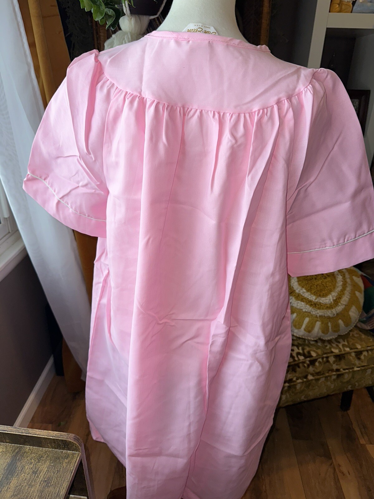 Vintage Dan Ellen House Dress Women’s 2x Pink Floral Snap Front Pocket