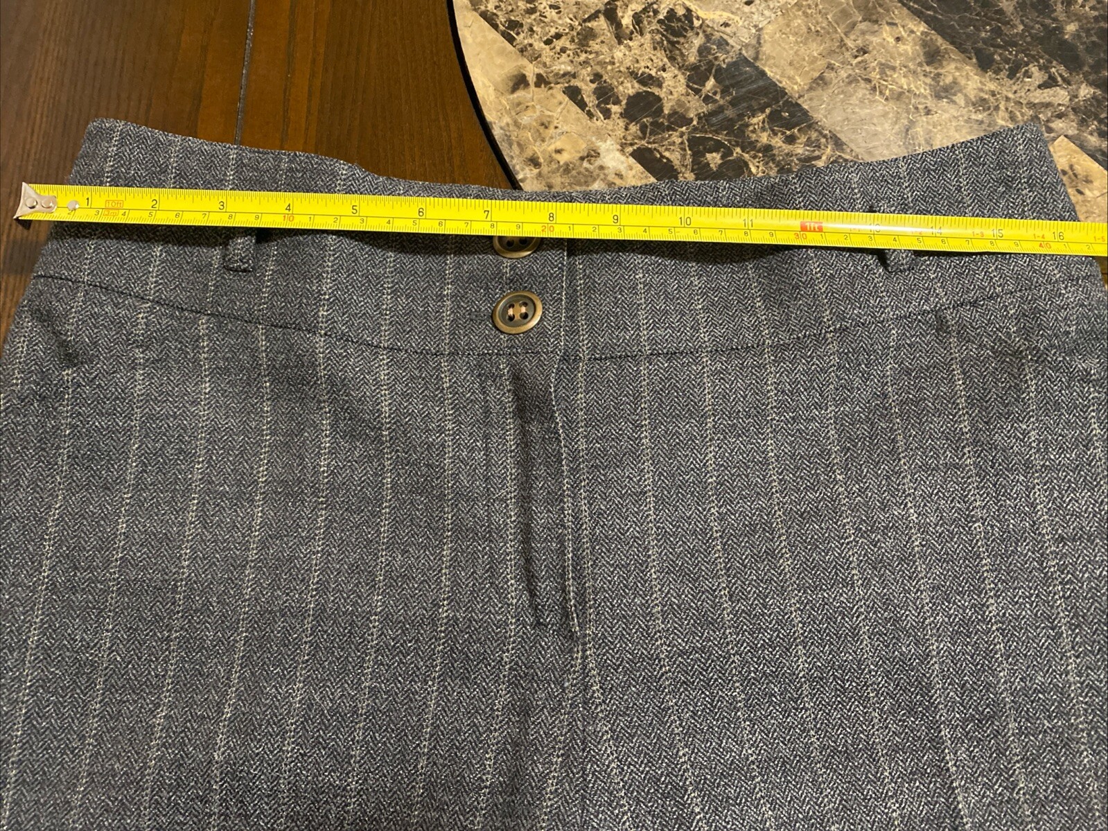 VTG Classic Tailored Pants Wide Leg Wool Sparkle Grey Pin Stripe SZ 10/12 Lined