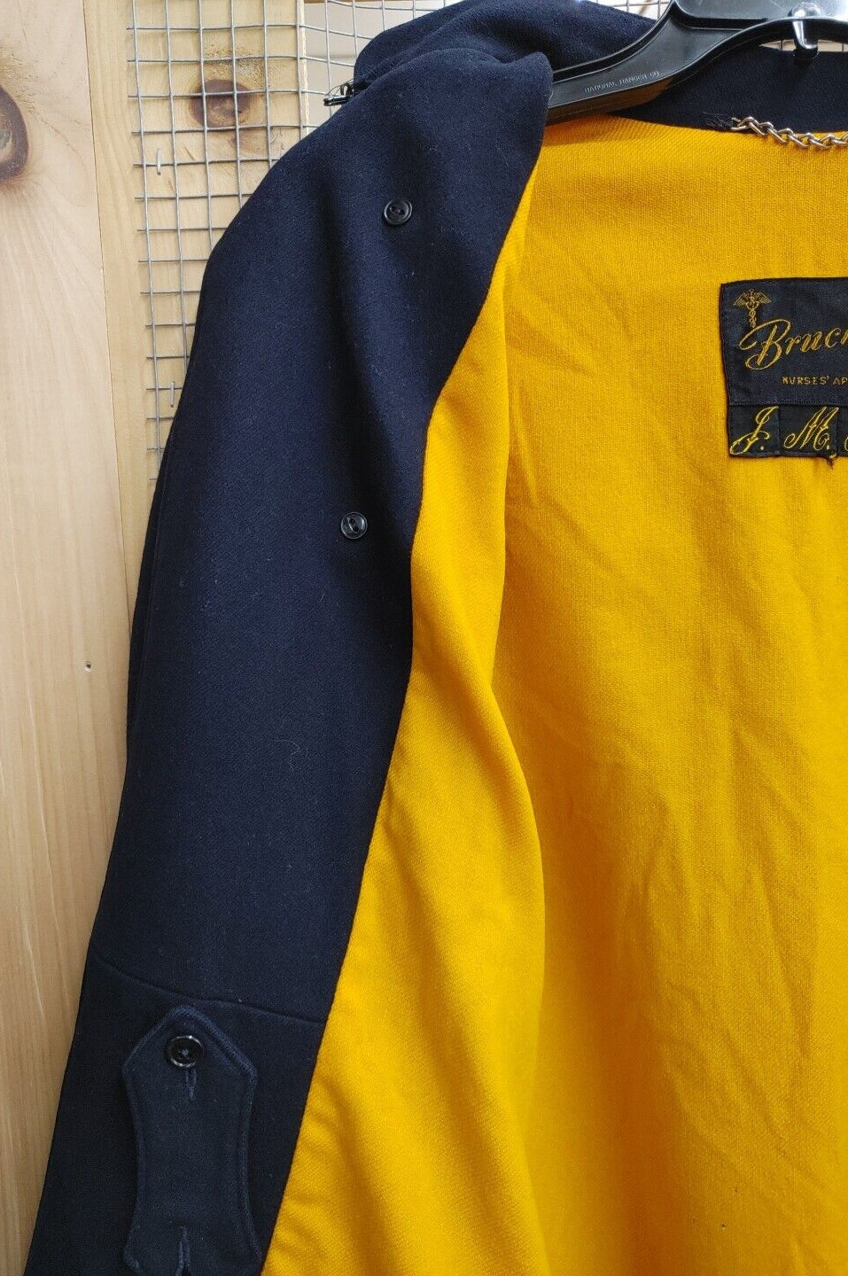BRUCK’S Navy Blue Wool GSPN Nurses Uniform Cape Vtg 50s-60s Medical Geneva NY